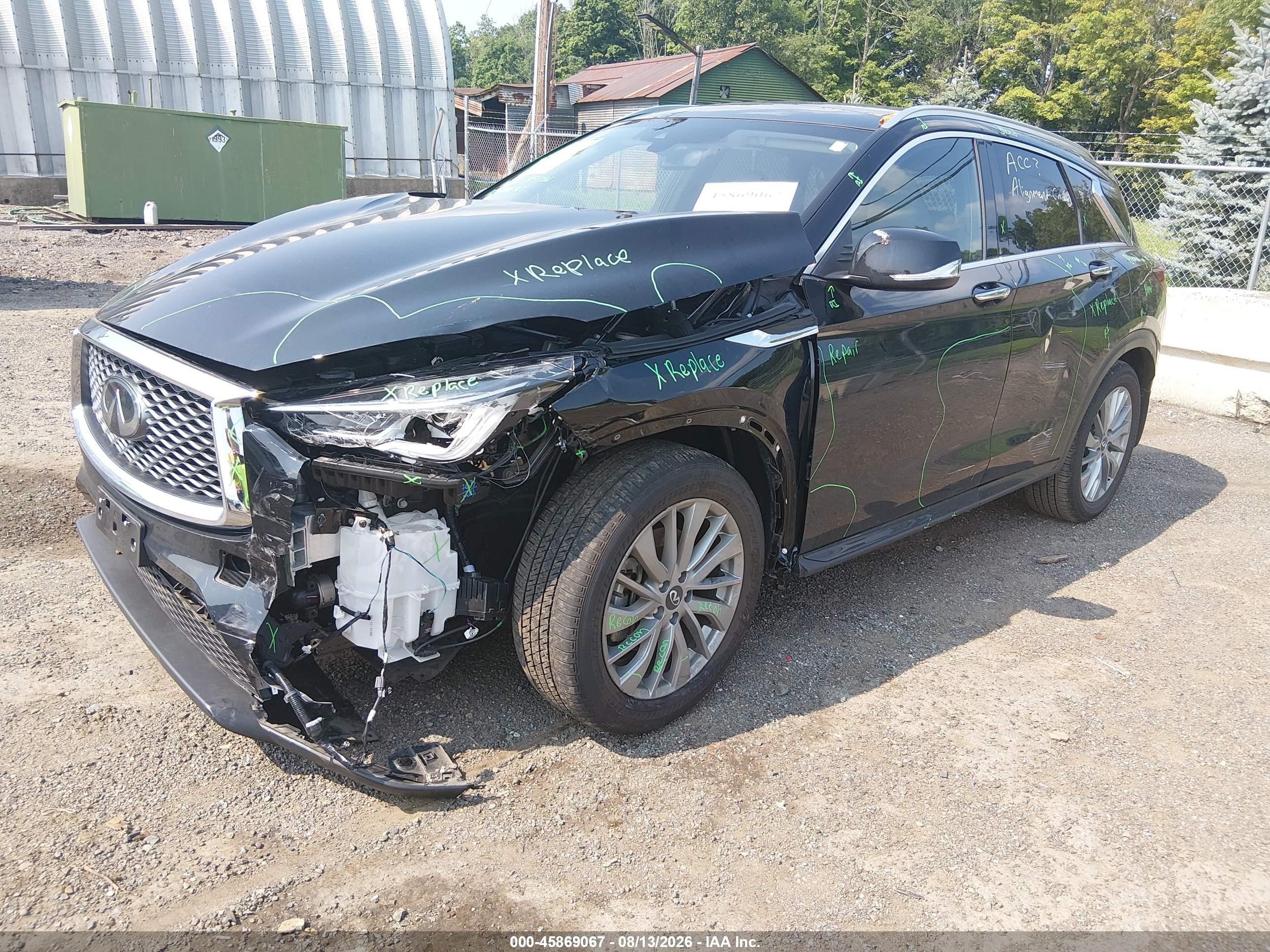 2025 Infiniti QX50 VIN 3PCAJ5BB4SF107201 IAAI salvage auction — Front End, Salvage (Idaho), sold $8,100 on 2026-09-15 (photo 2)