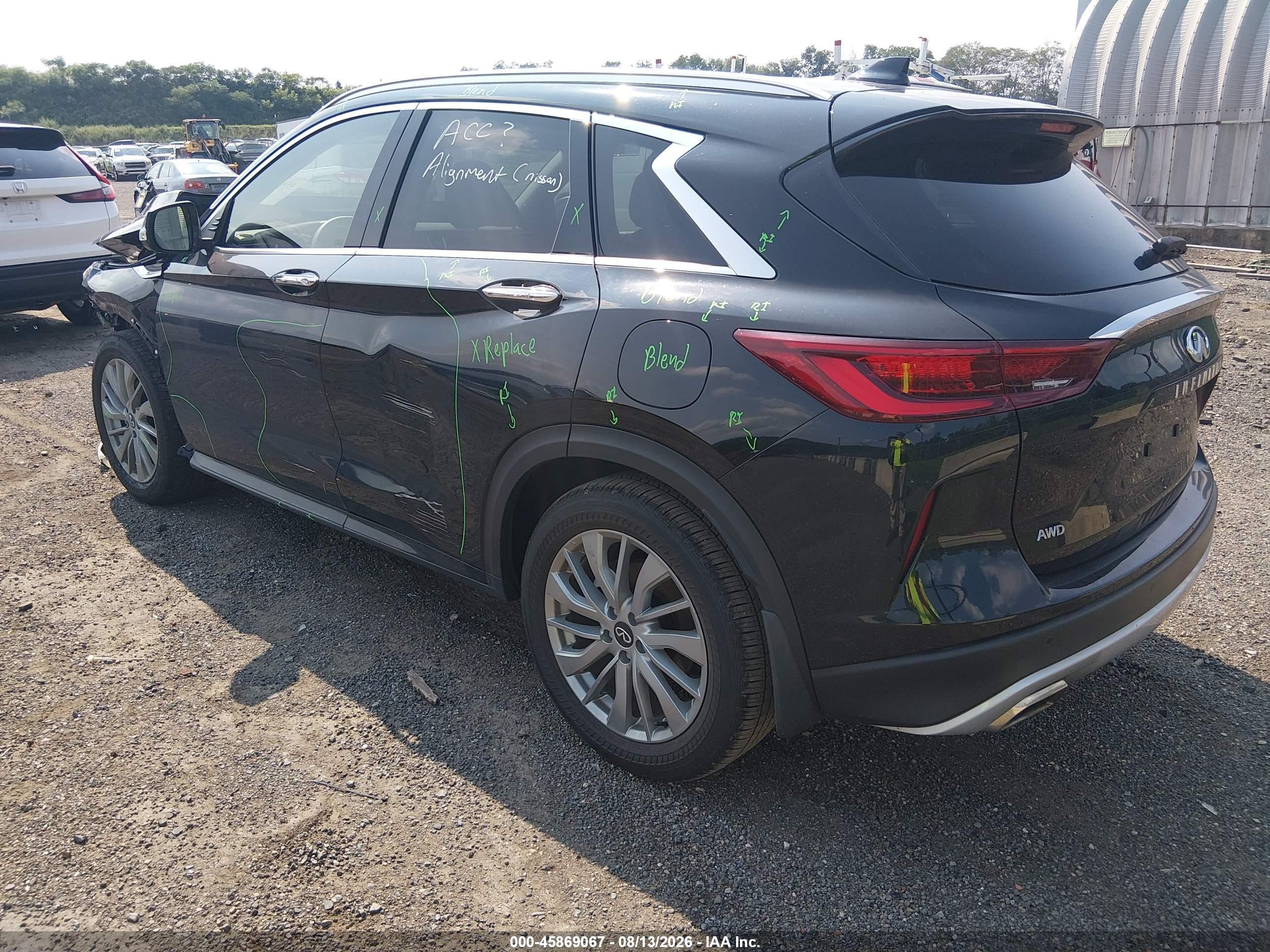 2025 Infiniti QX50 VIN 3PCAJ5BB4SF107201 IAAI salvage auction — Front End, Salvage (Idaho), sold $8,100 on 2026-09-15 (photo 3)