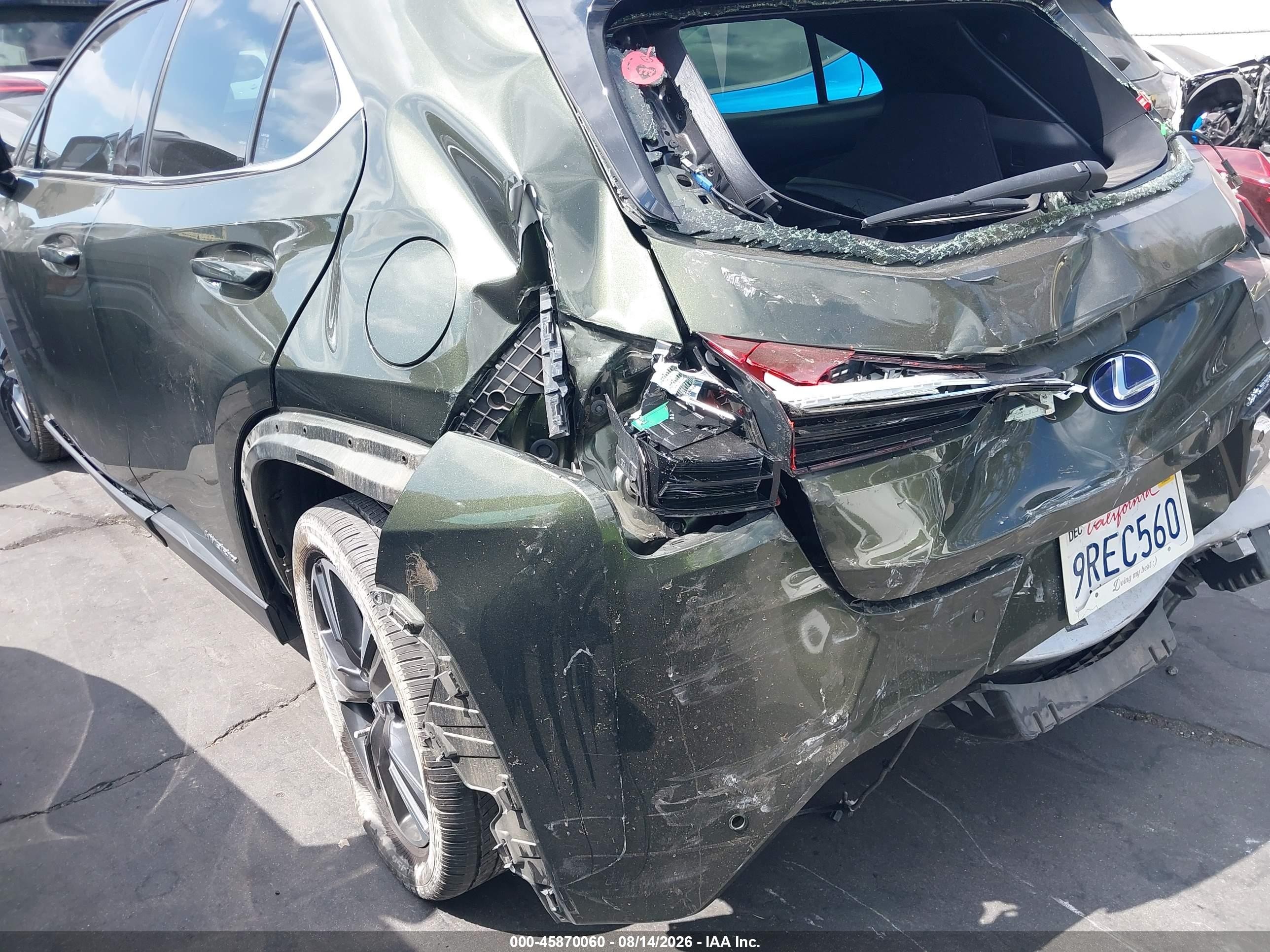 2022 Lexus Ux VIN JTHX9JBH0N2055622 IAAI salvage auction — Front End, Salvage Certificate (California), sold $4,750 on 2026-09-12 (photo 6)