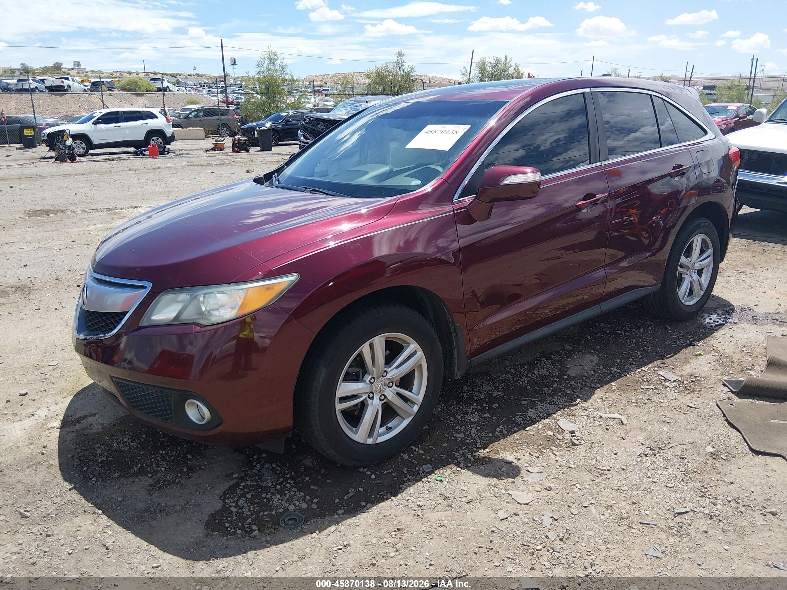 2013 Acura Rdx VIN 5J8TB3H53DL007345 IAAI salvage auction — Front End, Salvage (New Mexico), sold $2,100 on 2026-09-25 (photo 2)