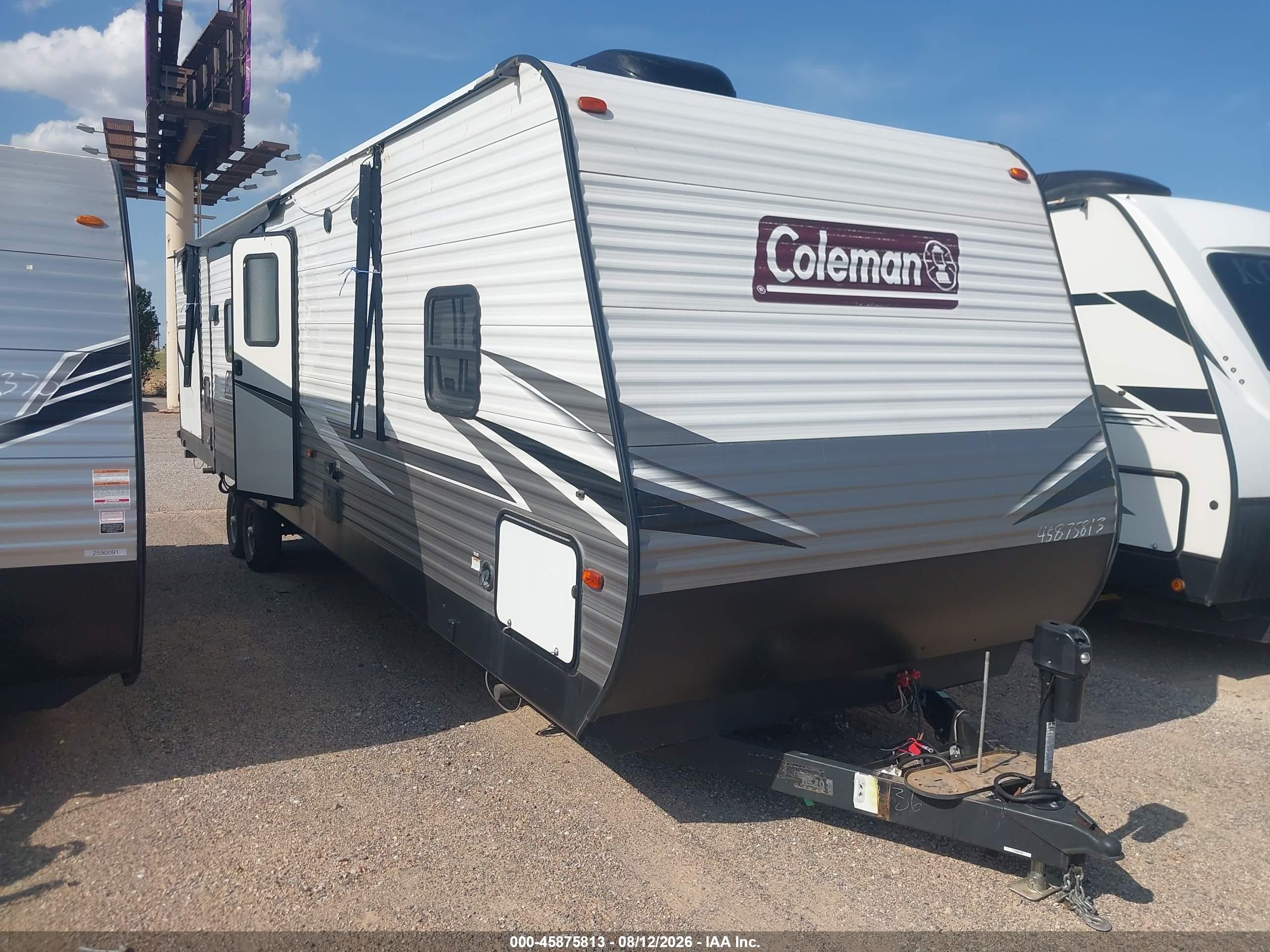 2021 Keystone Coleman VIN 4YDT33722MH932136 IAAI salvage auction — Top/Roof, Clear (Oklahoma), sold $5,700 on 2026-09-29 (photo 1)