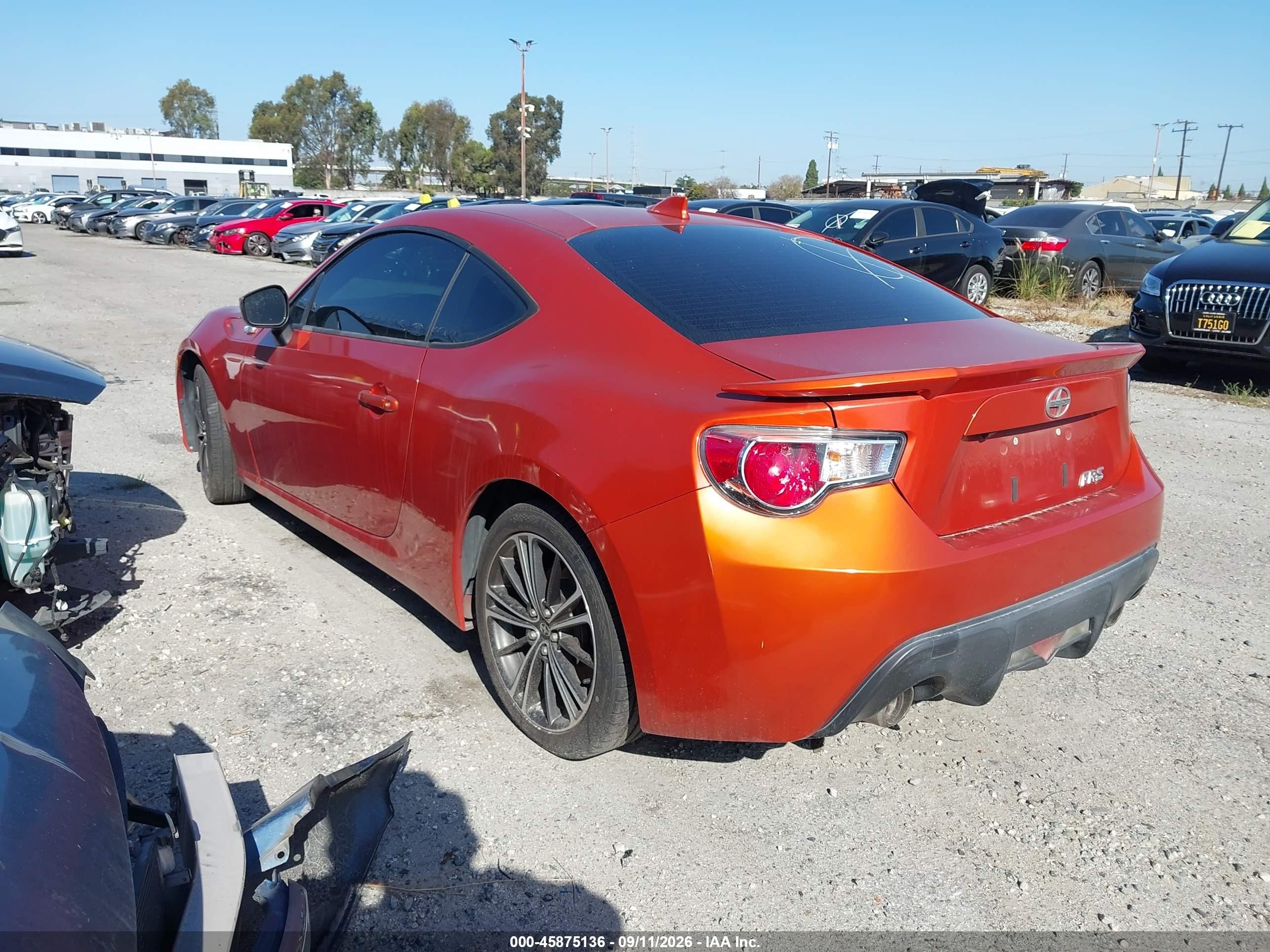 2015 Scion FR-S VIN JF1ZNAA19F8706079 IAAI salvage auction — Side, Salvage Certificate (California), sold $1,700 on 2026-09-13 (photo 3)