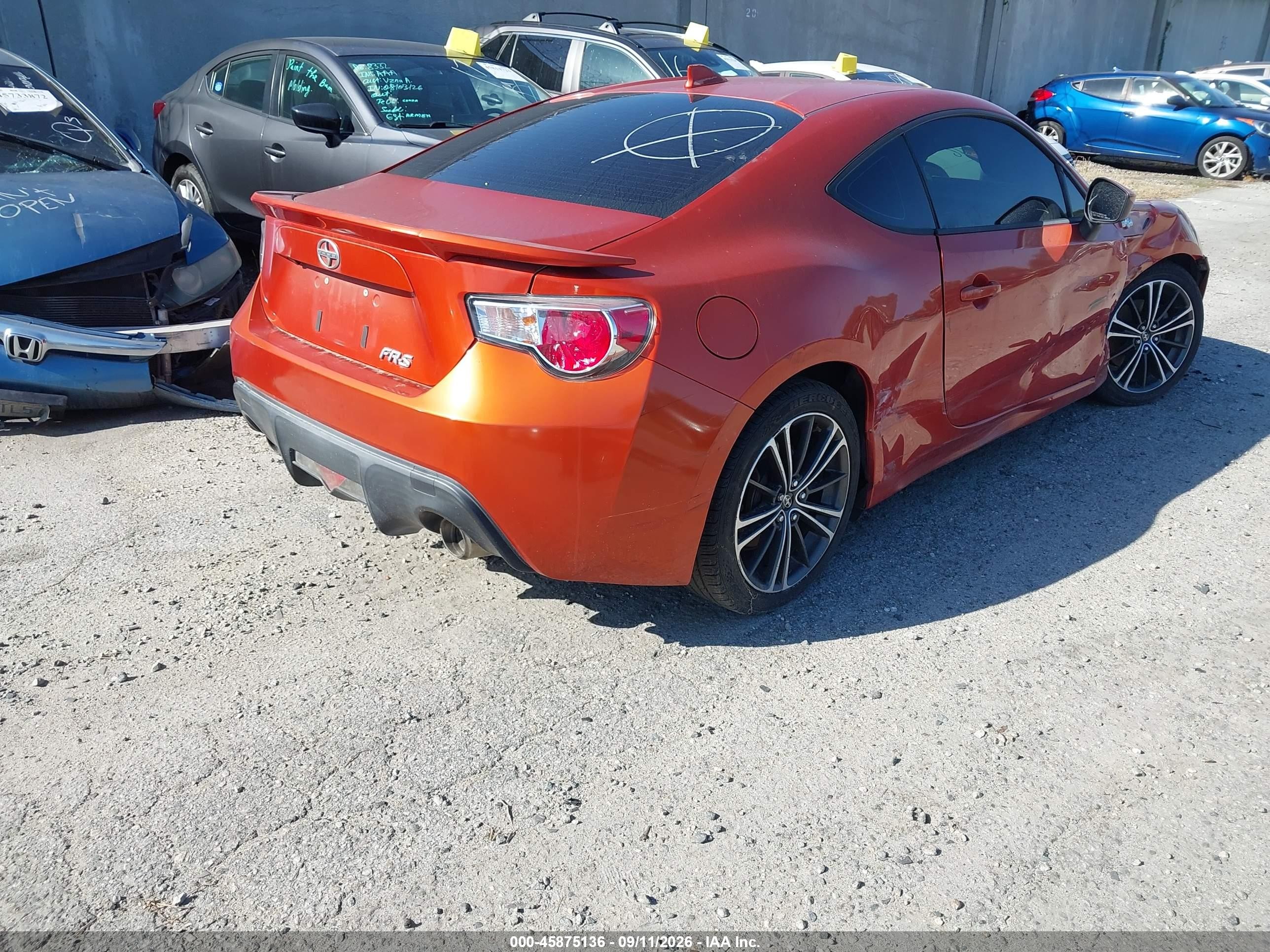 2015 Scion FR-S VIN JF1ZNAA19F8706079 IAAI salvage auction — Side, Salvage Certificate (California), sold $1,700 on 2026-09-13 (photo 4)