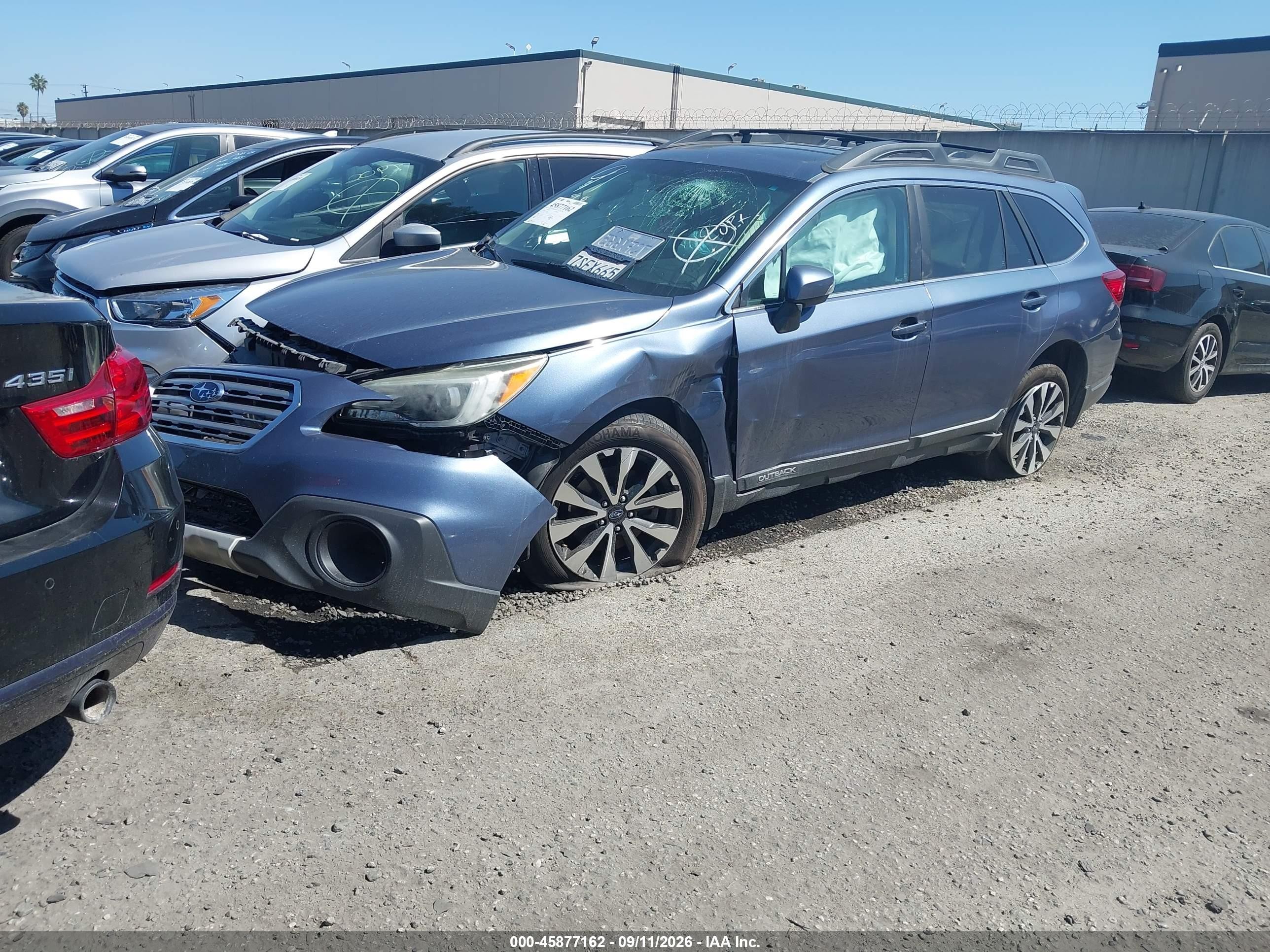 2016 Subaru Outback VIN 4S4BSANC7G3306791 IAAI salvage auction — Front End, Salvage Certificate (California), sold $600 on 2026-09-13 (photo 2)