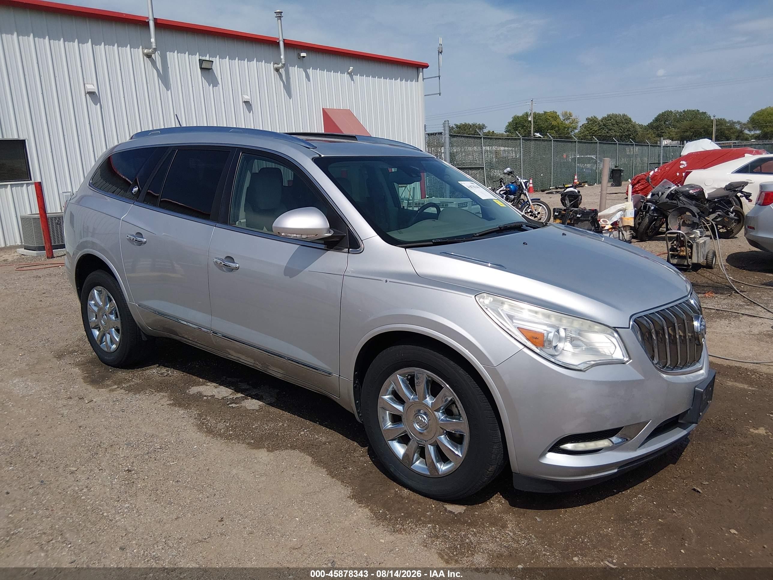 2014 Buick Enclave VIN 5GAKRCKD4EJ105014 IAAI salvage auction — Unknown, Salvage (Kansas), sold $1,050 on 2026-09-07 (photo 1)