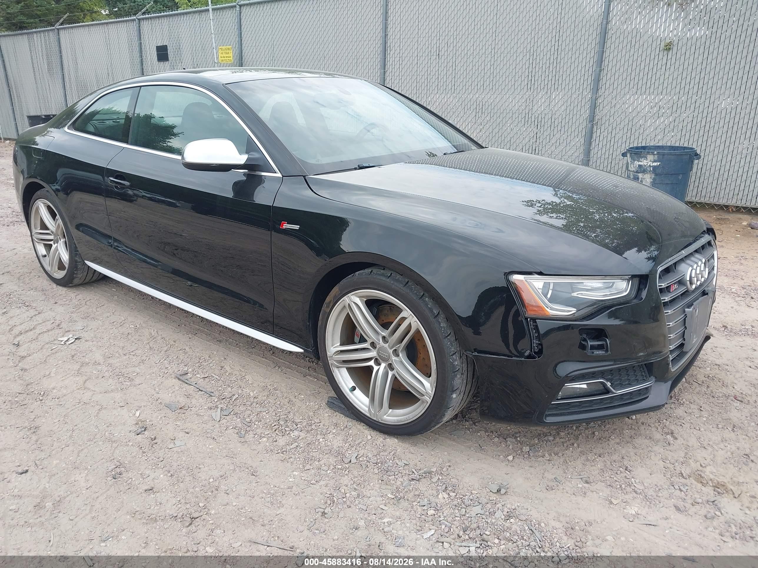 2013 Audi S5 VIN WAUCGAFR0DA031699 IAAI salvage auction — Front End, Clear (Wisconsin), sold $3,200 on 2026-09-09 (photo 1)
