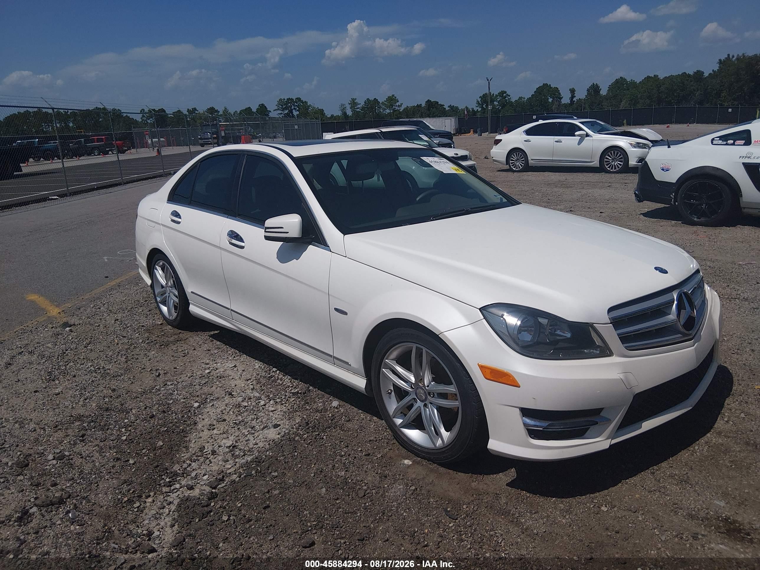 2012 Mercedes-benz C-klasse VIN WDDGF4HB2CR231787 IAAI salvage auction — Theft, Salvage (South Carolina), sold $1,550 on 2026-09-09 (photo 1)