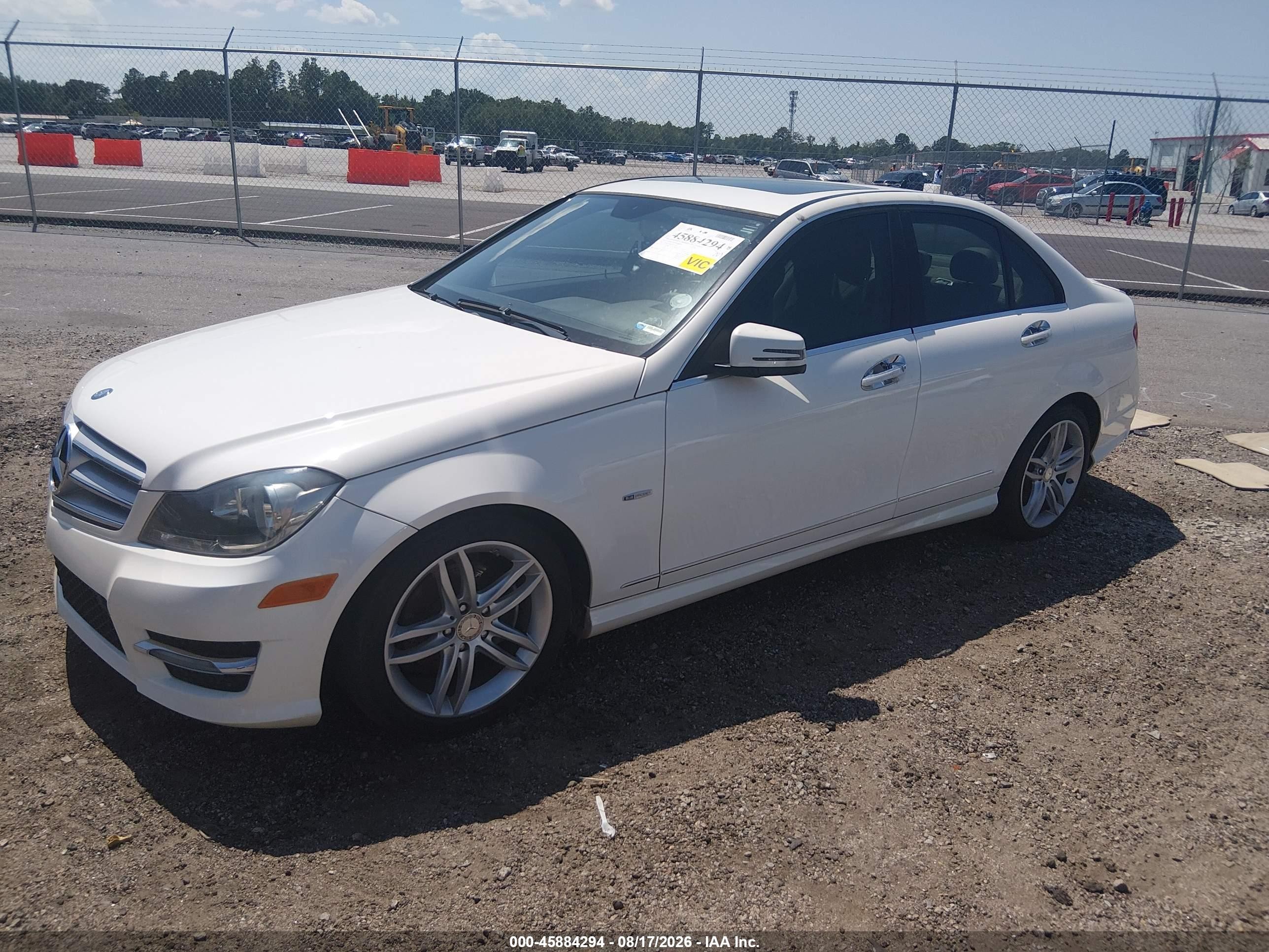 2012 Mercedes-benz C-klasse VIN WDDGF4HB2CR231787 IAAI salvage auction — Theft, Salvage (South Carolina), sold $1,550 on 2026-09-09 (photo 2)