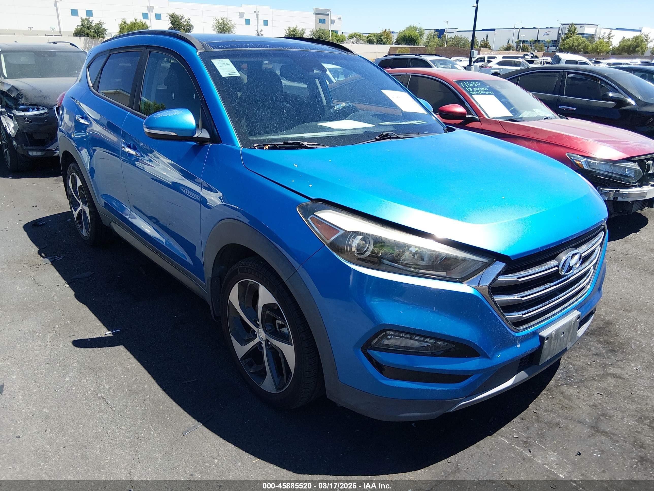 2016 Hyundai Tucson VIN KM8J33A26GU209545 IAAI salvage auction — Water/Flood, Salvage Certificate (California), sold $2,800 on 2026-09-14 (photo 1)
