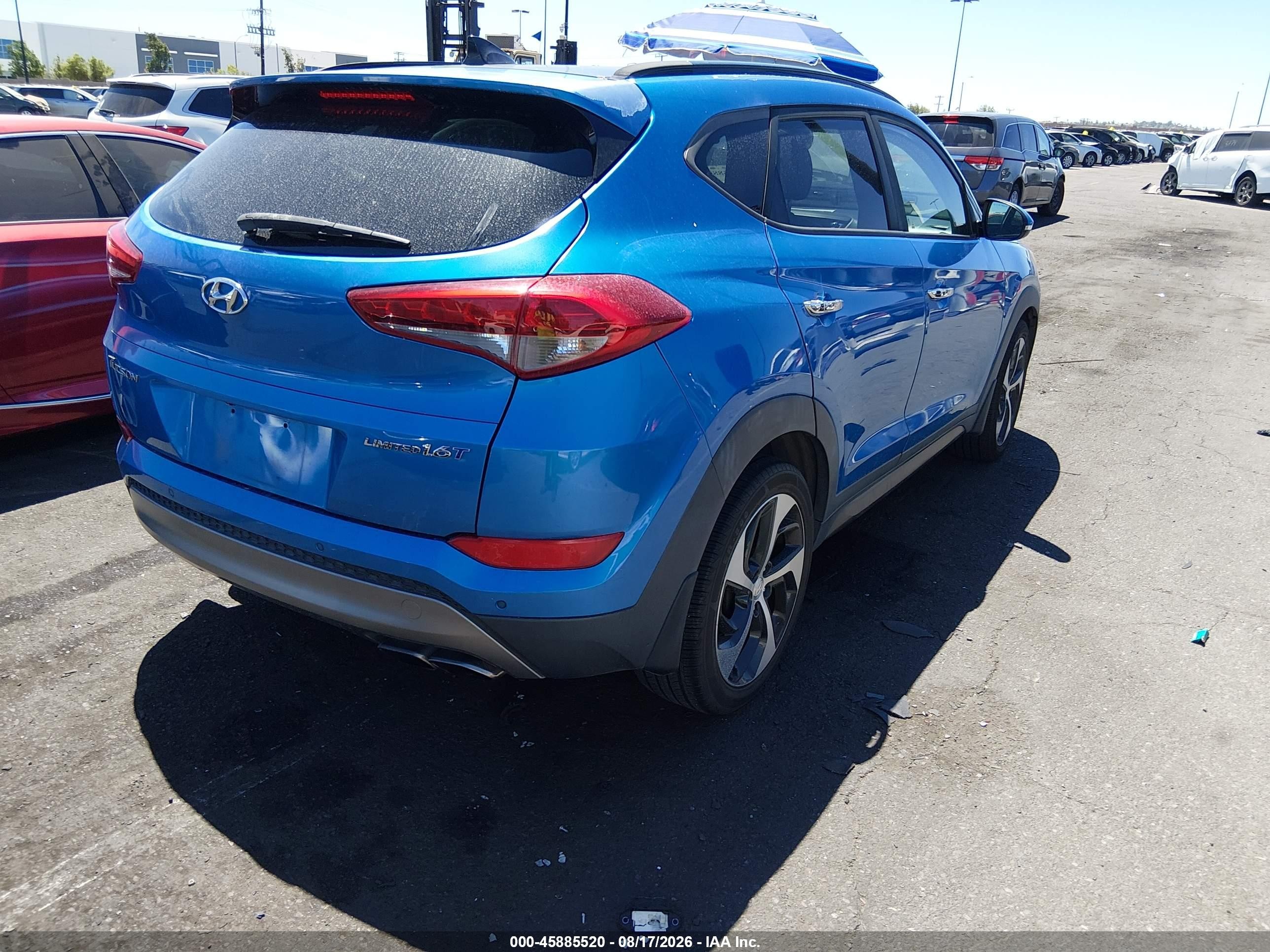2016 Hyundai Tucson VIN KM8J33A26GU209545 IAAI salvage auction — Water/Flood, Salvage Certificate (California), sold $2,800 on 2026-09-14 (photo 4)