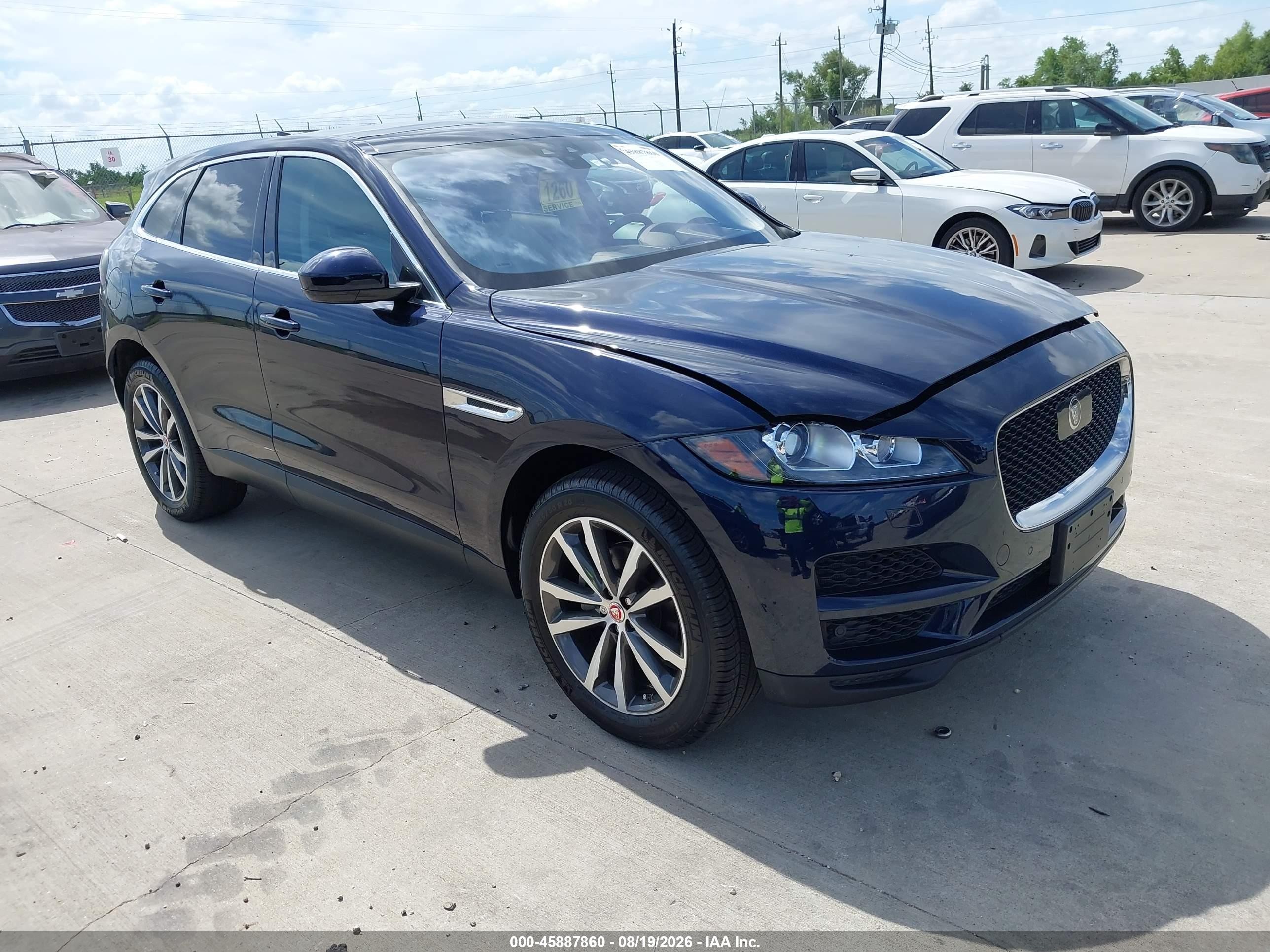 2020 Jaguar F-Pace VIN SADCK2FX1LA647534 IAAI salvage auction — Unknown, Salvage (Texas), sold $7,400 on 2026-09-25 (photo 1)