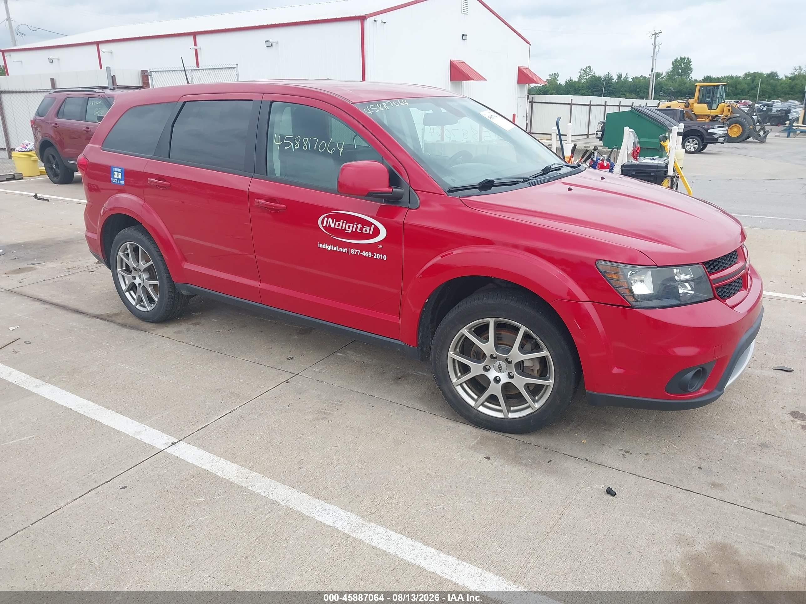 2019 Dodge Journey VIN 3C4PDDEG9KT702064 IAAI salvage auction — Front End, Clear (Indiana), sold $1,750 on 2026-10-07 (photo 1)