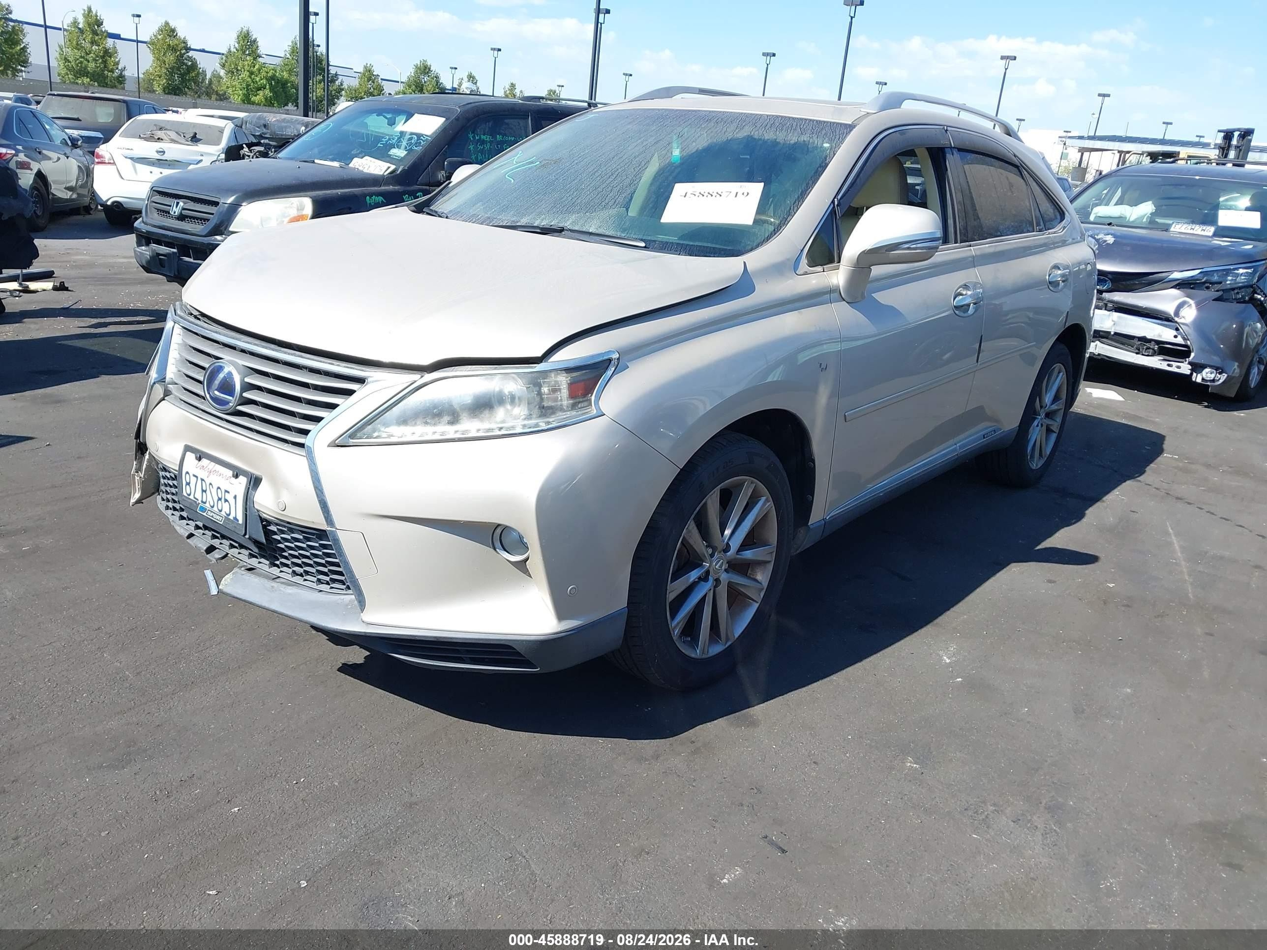 2013 Lexus RX 450h VIN JTJBC1BA0D2057978 IAAI salvage auction — Unknown, Salvage Certificate (California), sold $4,300 on 2026-09-13 (photo 2)