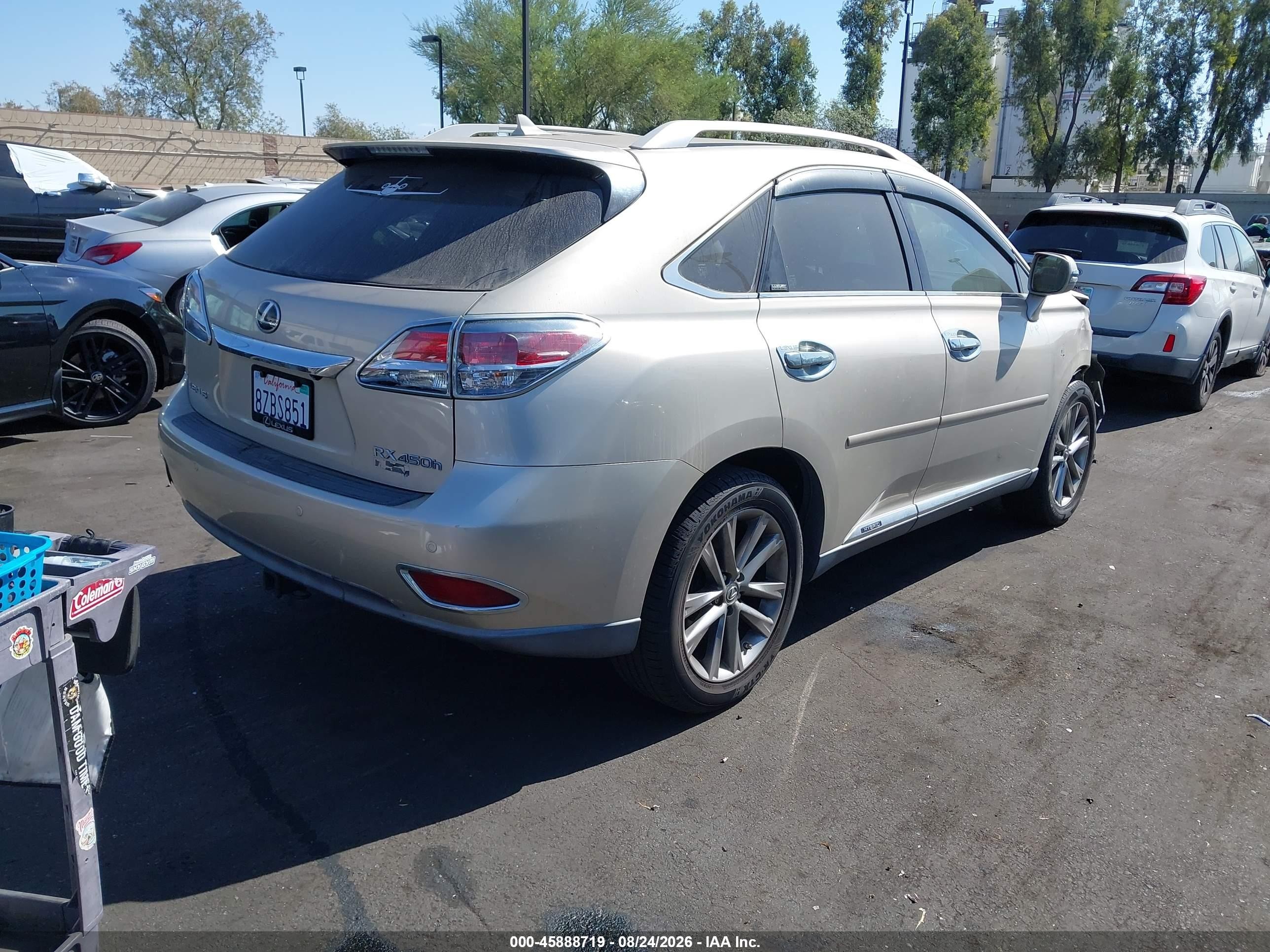 2013 Lexus RX 450h VIN JTJBC1BA0D2057978 IAAI salvage auction — Unknown, Salvage Certificate (California), sold $4,300 on 2026-09-13 (photo 4)