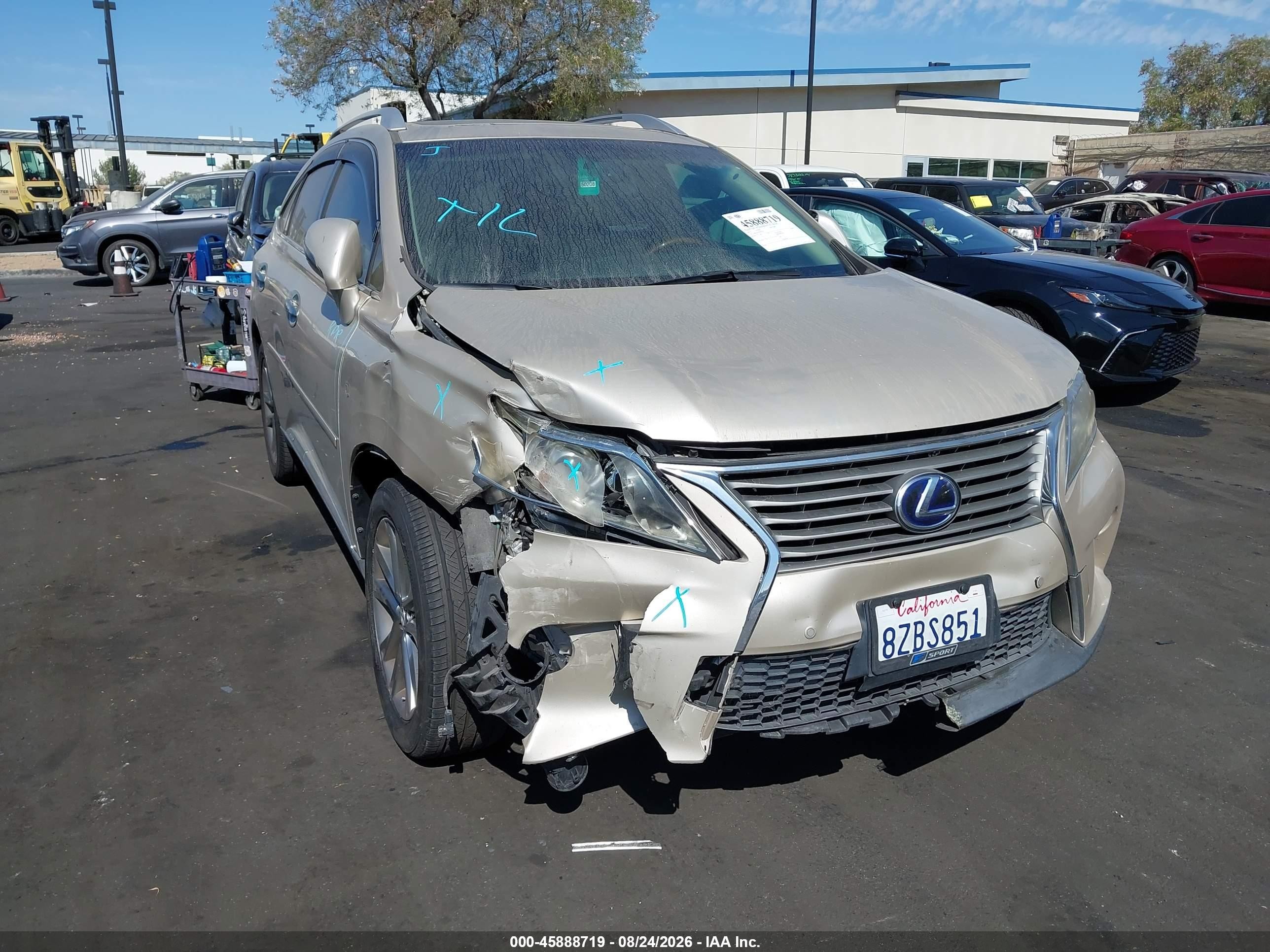2013 Lexus RX 450h VIN JTJBC1BA0D2057978 IAAI salvage auction — Unknown, Salvage Certificate (California), sold $4,300 on 2026-09-13 (photo 6)