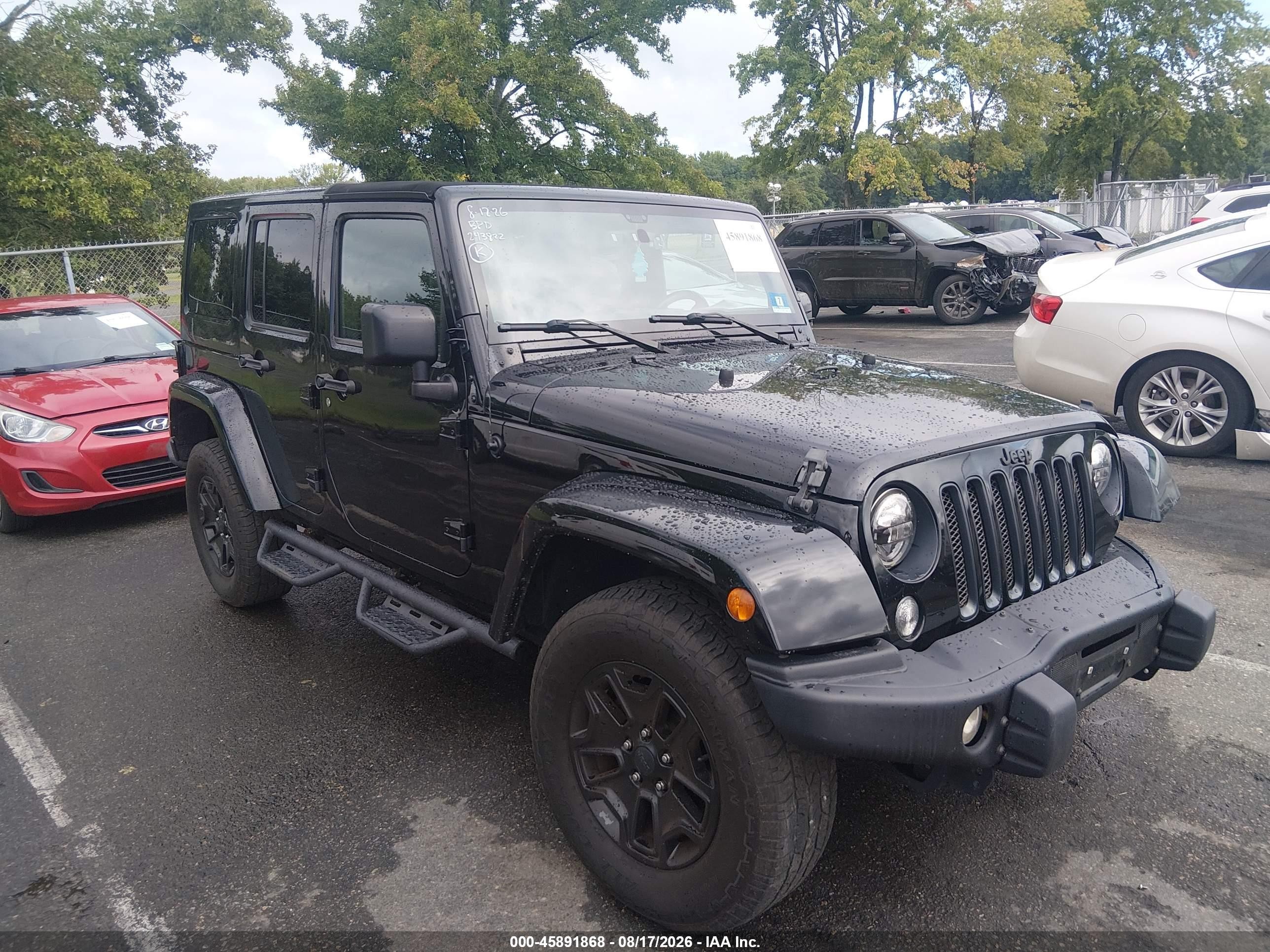 2016 Jeep Wrangler Unlimited VIN 1C4HJWEG3GL243822 — IAAI salvage auction photo