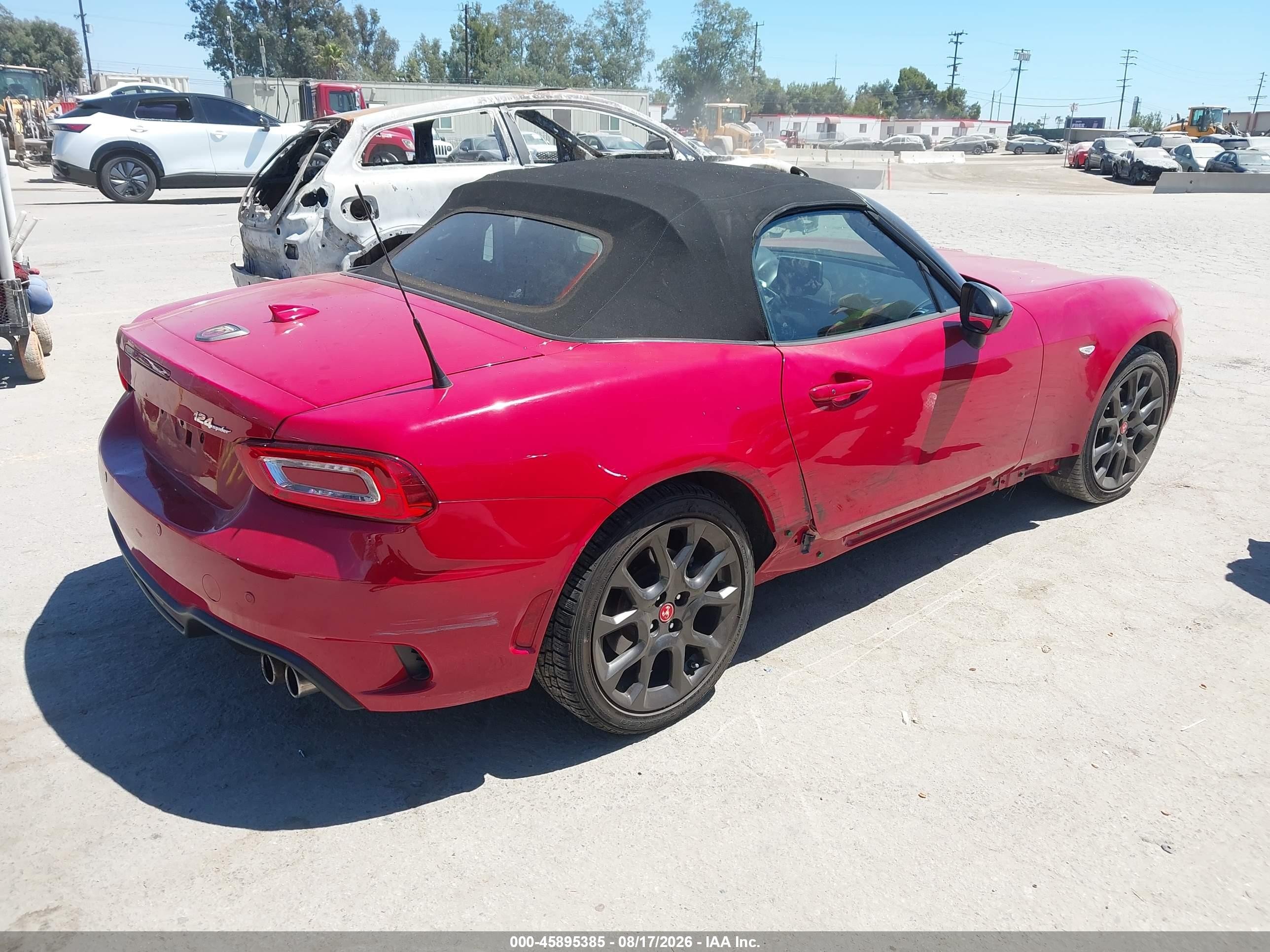 2018 Fiat 124 Spider VIN JC1NFAEK6J0137558 IAAI salvage auction — Side, Salvage (California), sold $5,900 on 2026-09-12 (photo 4)