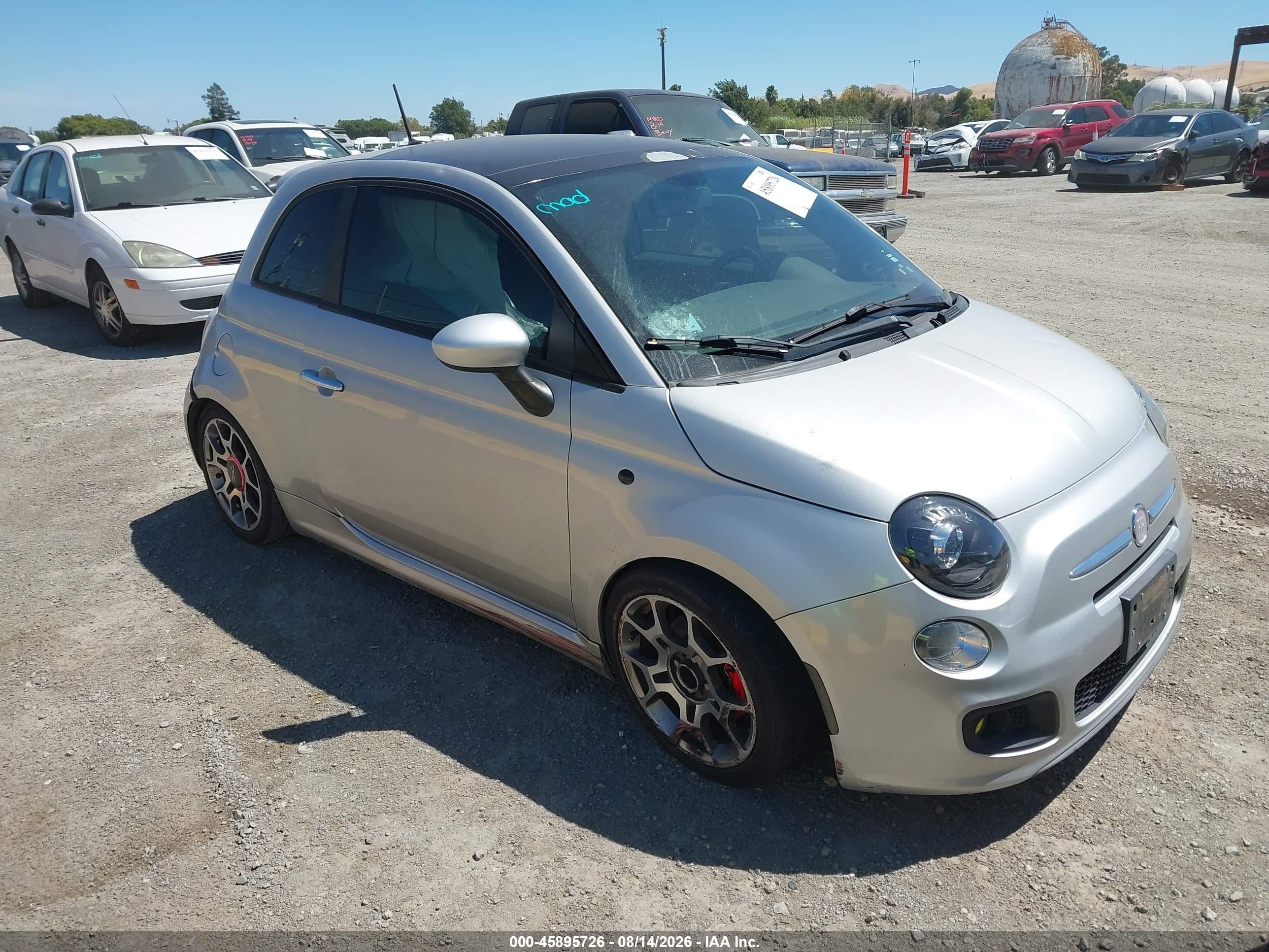 2012 Fiat 500 VIN 3C3CFFBR6CT125672 IAAI salvage auction — Normal Wear, Salvage Title - Dealer (California), sold $325 on 2026-09-03 (photo 1)
