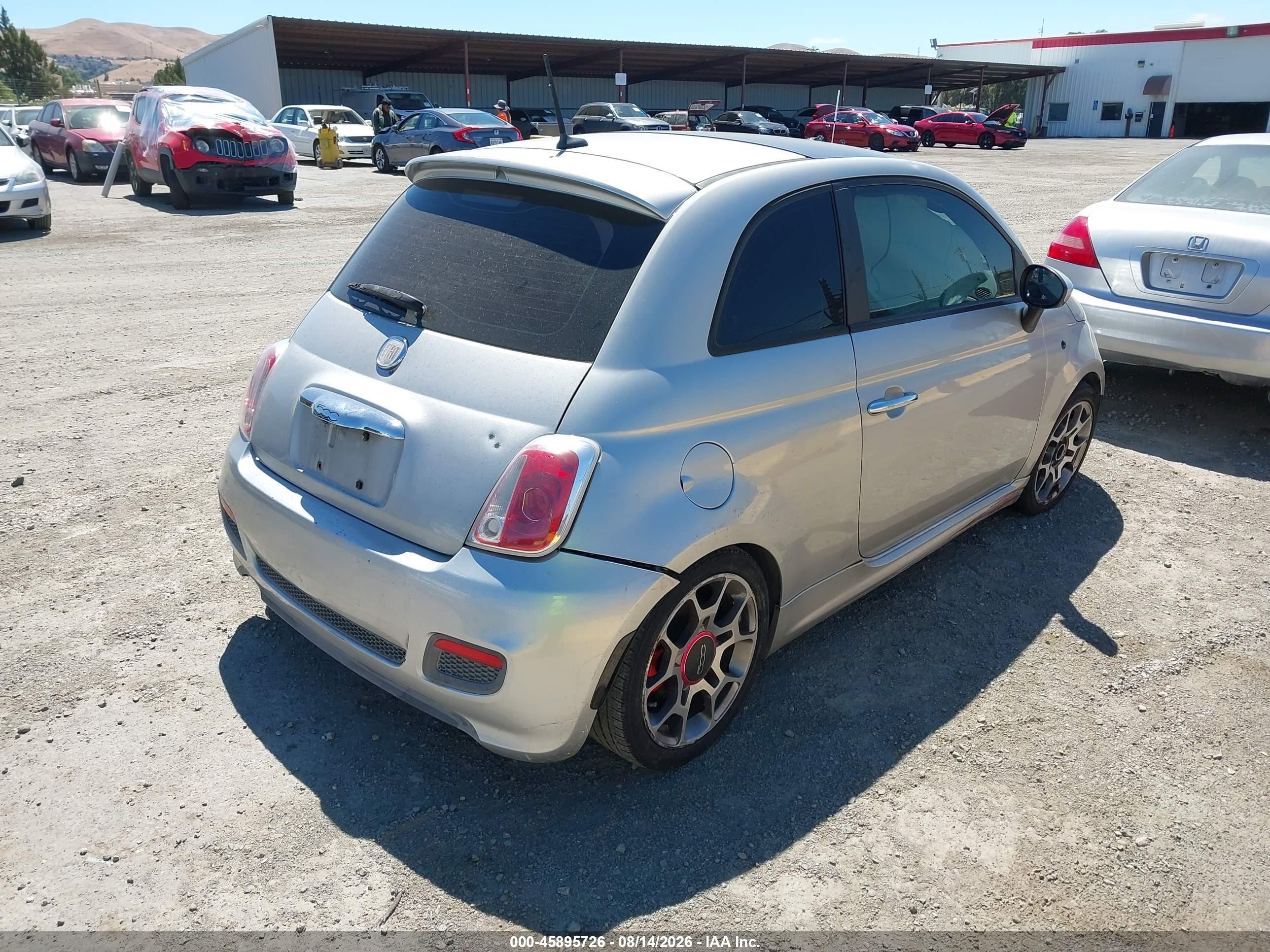 2012 Fiat 500 VIN 3C3CFFBR6CT125672 IAAI salvage auction — Normal Wear, Salvage Title - Dealer (California), sold $325 on 2026-09-03 (photo 4)