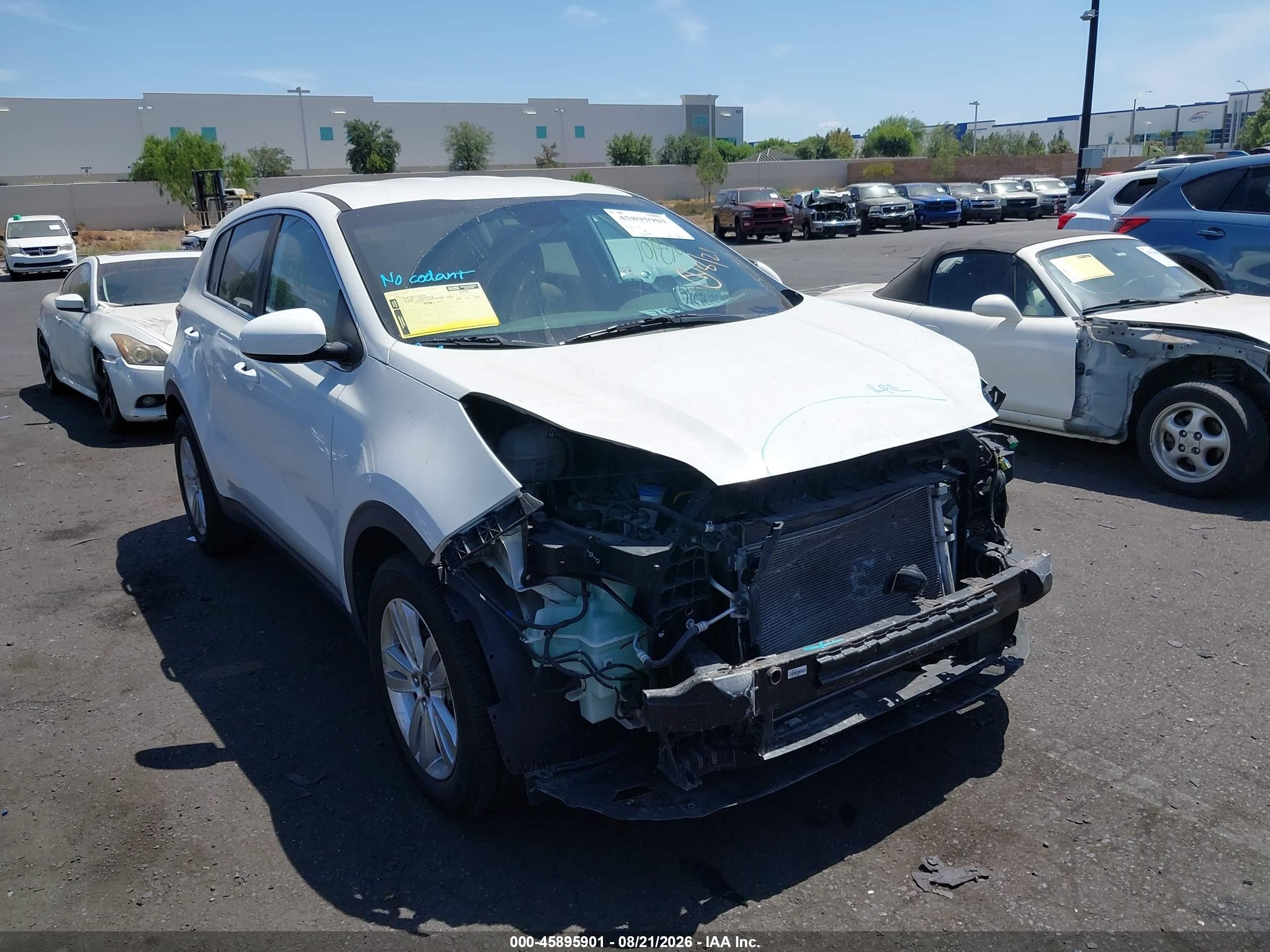 2018 Kia Sportage VIN KNDPM3ACXJ7435503 IAAI salvage auction — Front End, Salvage Certificate (California), sold $3,100 on 2026-09-14 (photo 6)
