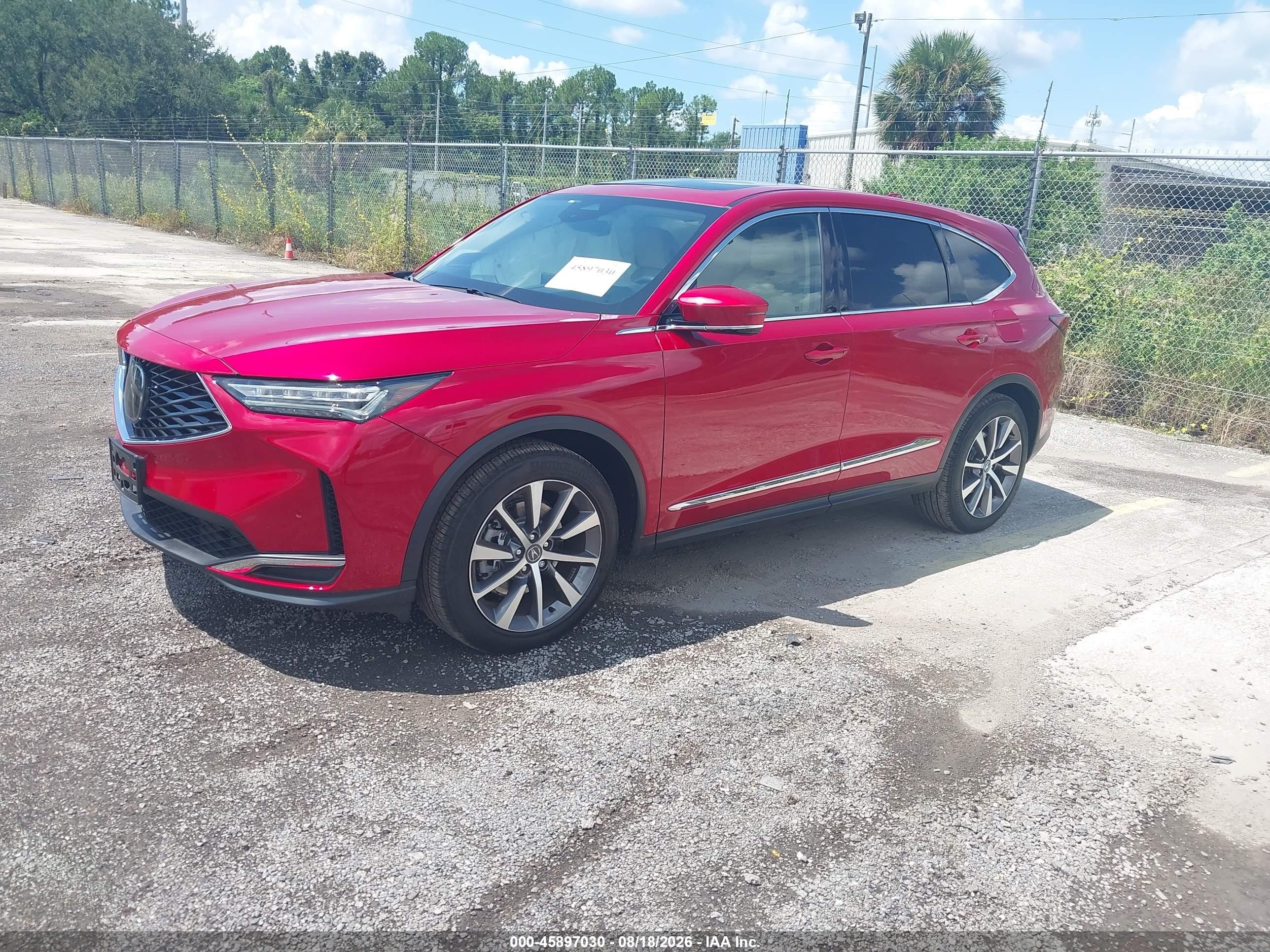 2025 Acura MDX VIN 5J8YD9H40SL005219 IAAI salvage auction — Side, Rebuildable (Florida), sold $16,100 on 2026-09-19 (photo 2)