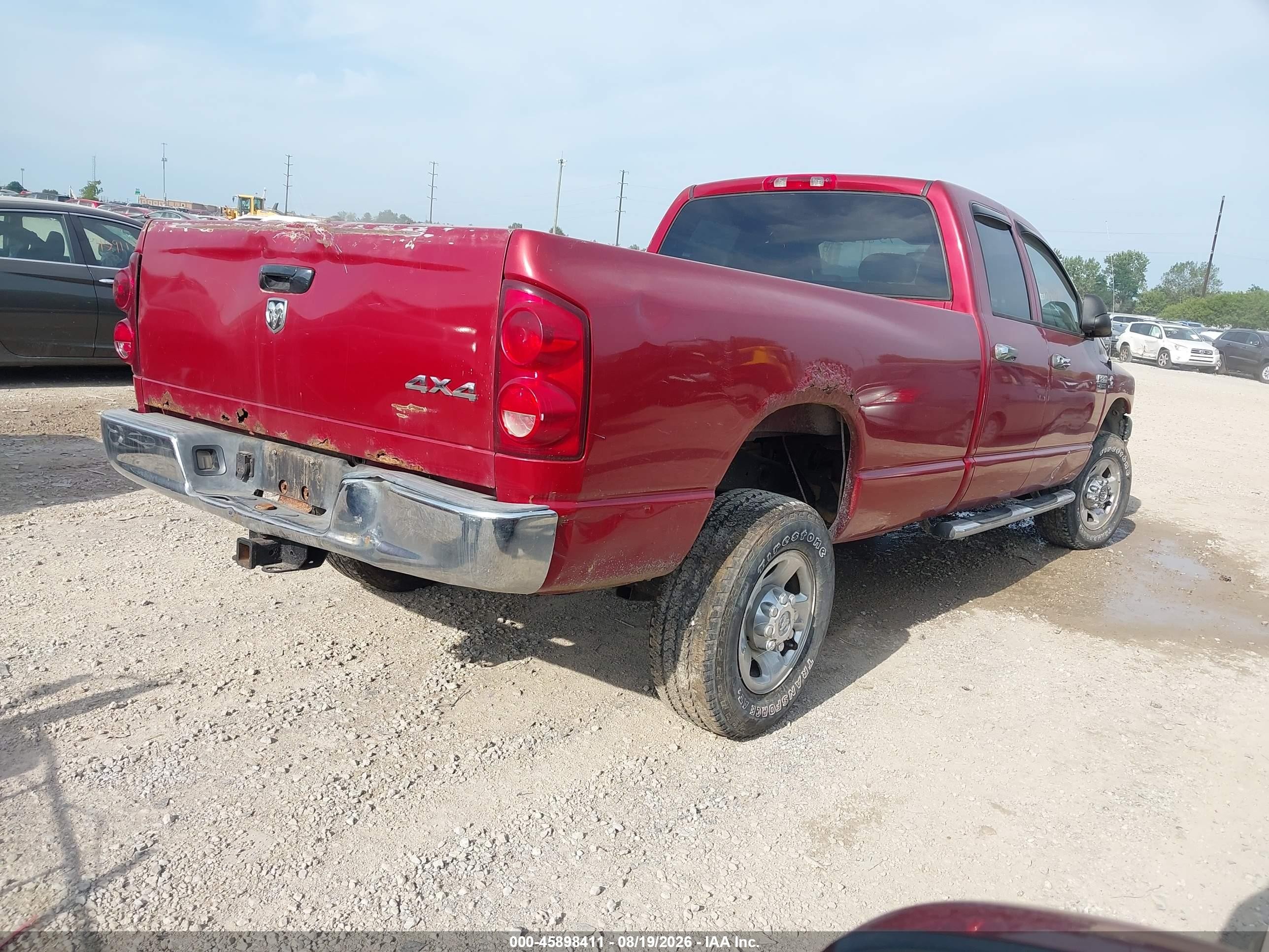 2007 Dodge Ram 2500 VIN 3D7KS28A67G840064 IAAI salvage auction — Unknown, Salvage (Ohio), sold $1,700 on 2026-10-08 (photo 4)