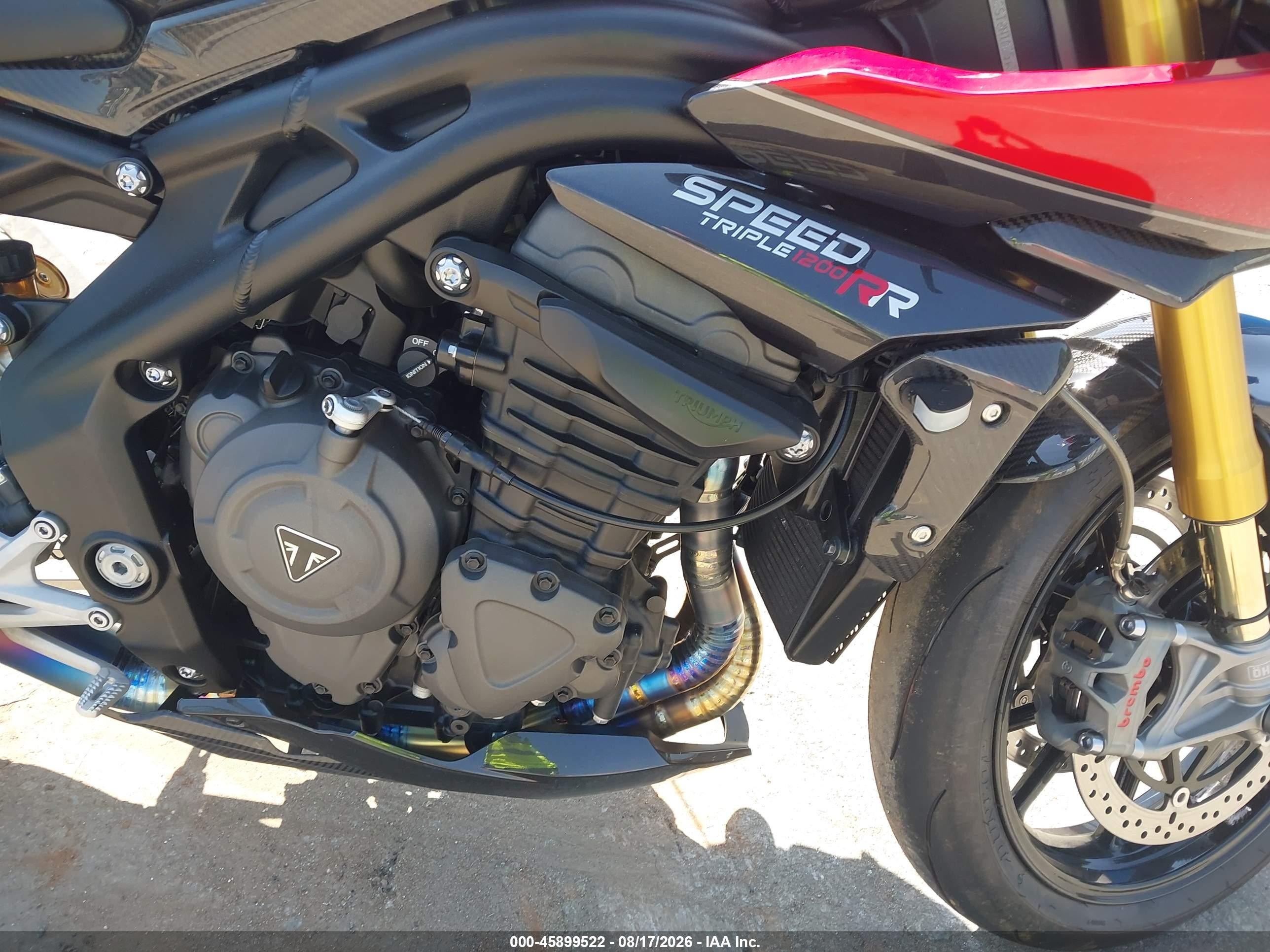 2022 Triumph Motorcycle Speed Triple VIN SMTP02ST8NTAZ5130 IAAI salvage auction — Side, Salvage (North Carolina), sold $6,250 on 2026-09-14 (photo 8)
