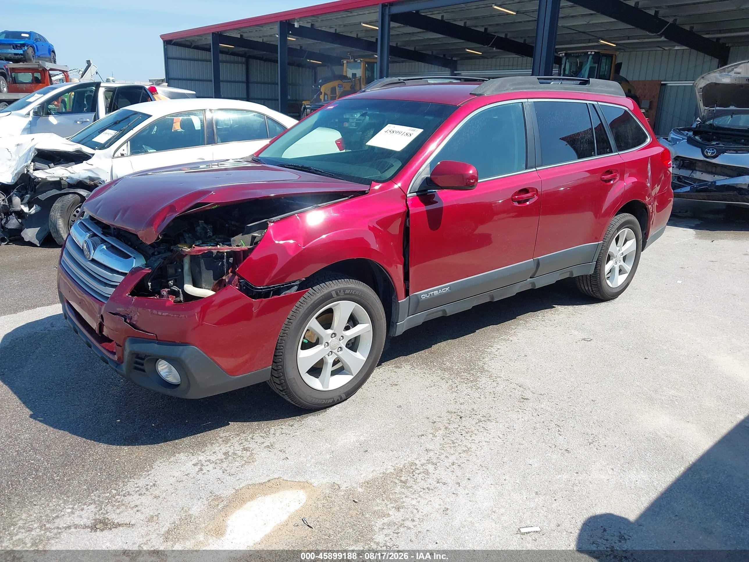 2014 Subaru Outback VIN 4S4BRBCC8E3313427 IAAI salvage auction — Front End, Certificate Of Title (Nebraska), sold $1,525 on 2026-10-08 (photo 2)