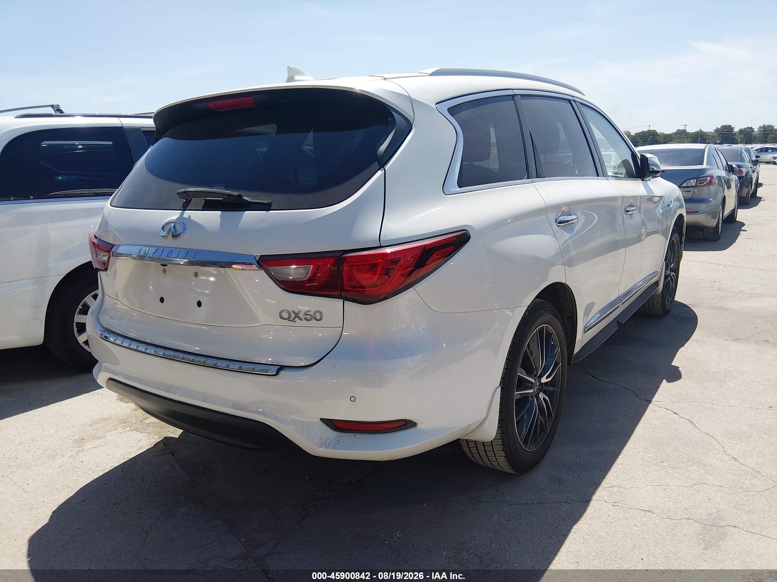 2017 Infiniti Qx60 VIN 5N1DL0MN1HC558721 IAAI salvage auction — Normal Wear, Original (Texas), sold $2,200 on 2026-09-12 (photo 4)