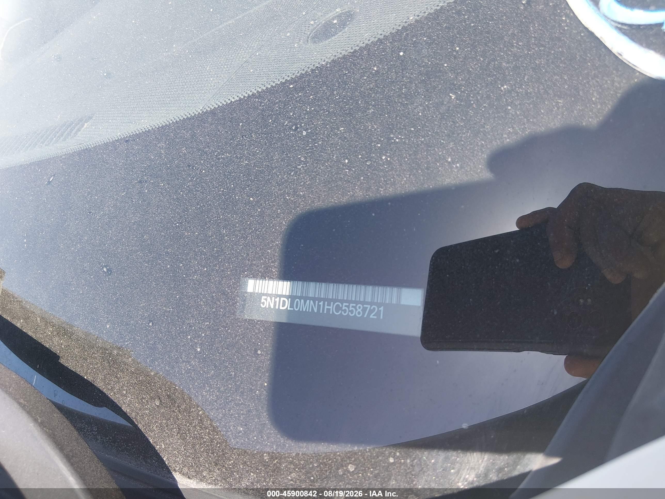 2017 Infiniti Qx60 VIN 5N1DL0MN1HC558721 IAAI salvage auction — Normal Wear, Original (Texas), sold $2,200 on 2026-09-12 (photo 9)
