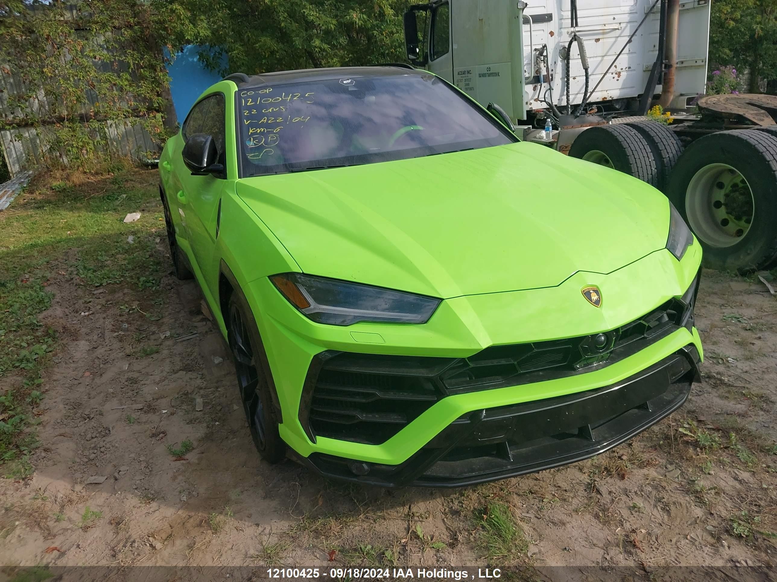 2022 Lamborghini Urus VIN ZPBCA1ZL5NLA22104 IAAI salvage auction — Theft, Salvage Title, sold $225,000 on 2026-06-30 (photo 1)