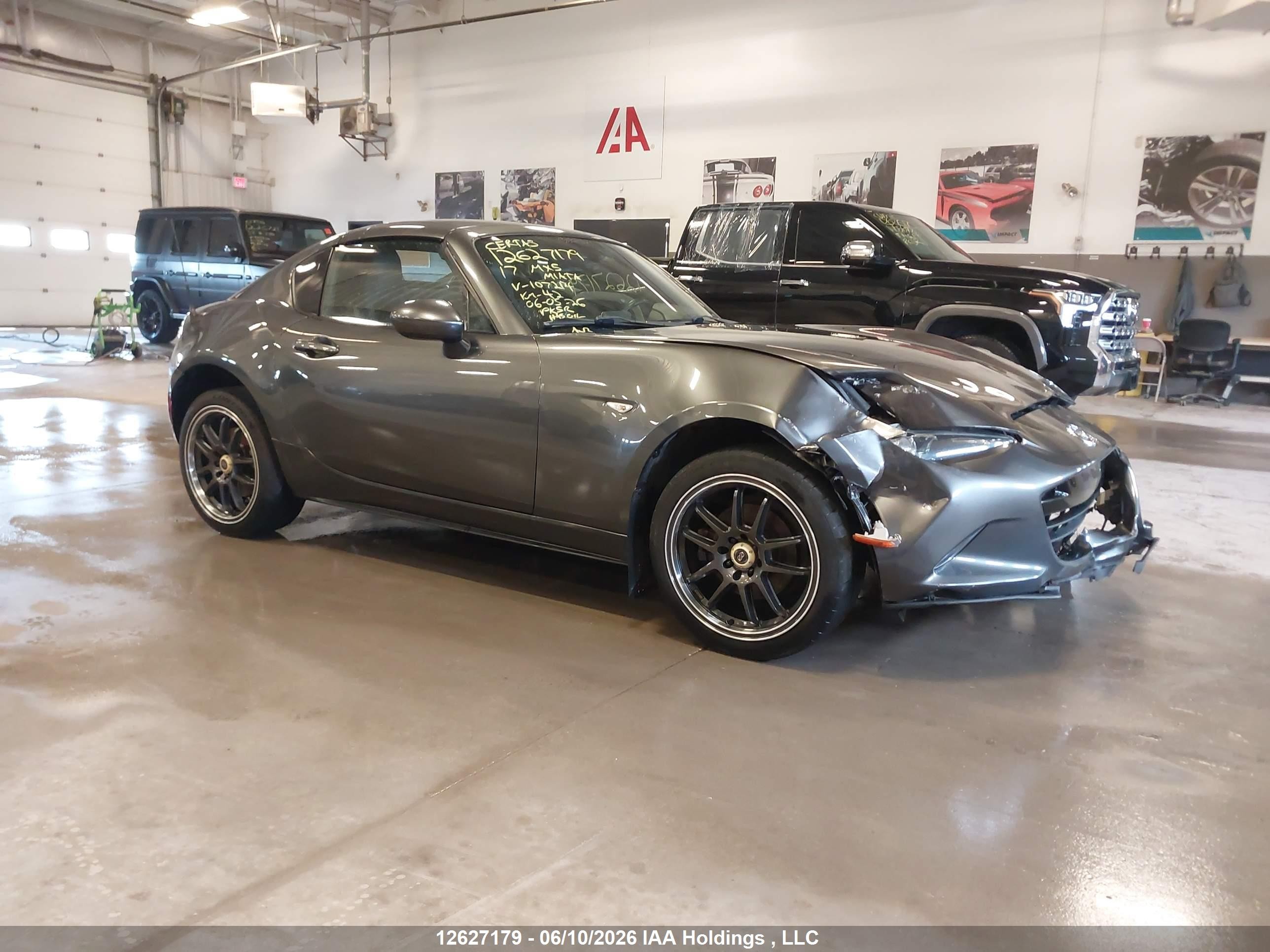 2017 Mazda MX-5 Miata VIN JM1NDAM70H0107214 IAAI salvage auction — Unknown, On-Rebuilt (Ontario), sold $5,600 on 2021-03-01 (photo 1)