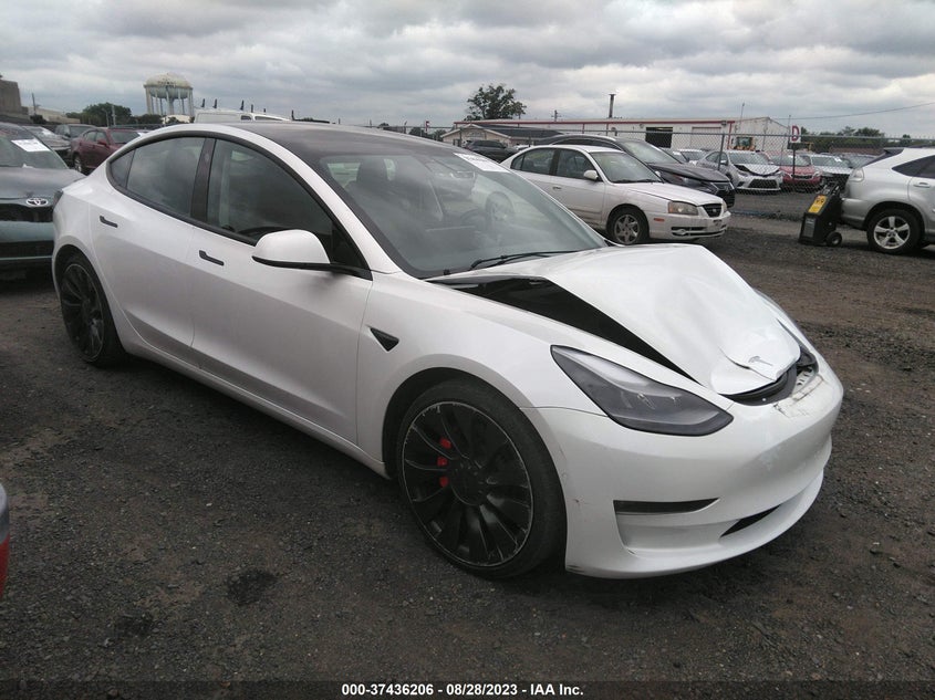 2021 Tesla Model 3 VIN 5YJ3E1EC9MF094829 IAAI salvage auction — FRONT END, Salvage Title, sold $7,900 on 2026-07-22 (photo 1)