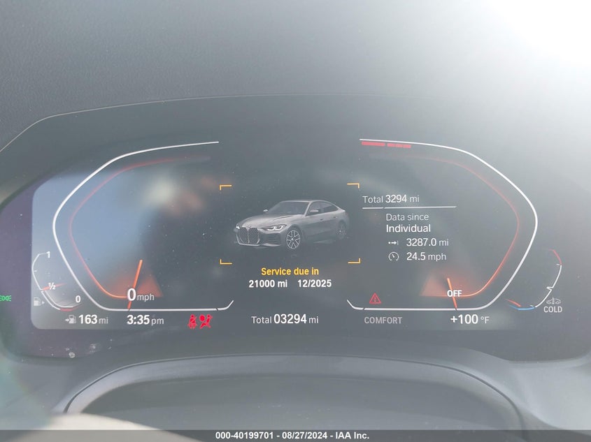2023 BMW 430I GRAN COUPE VIN WBA73AV08PFP24155 COPART salvage auction — Front End, Salvage (Kansas), sold $22,750 on 2025-01-08 (photo 7)