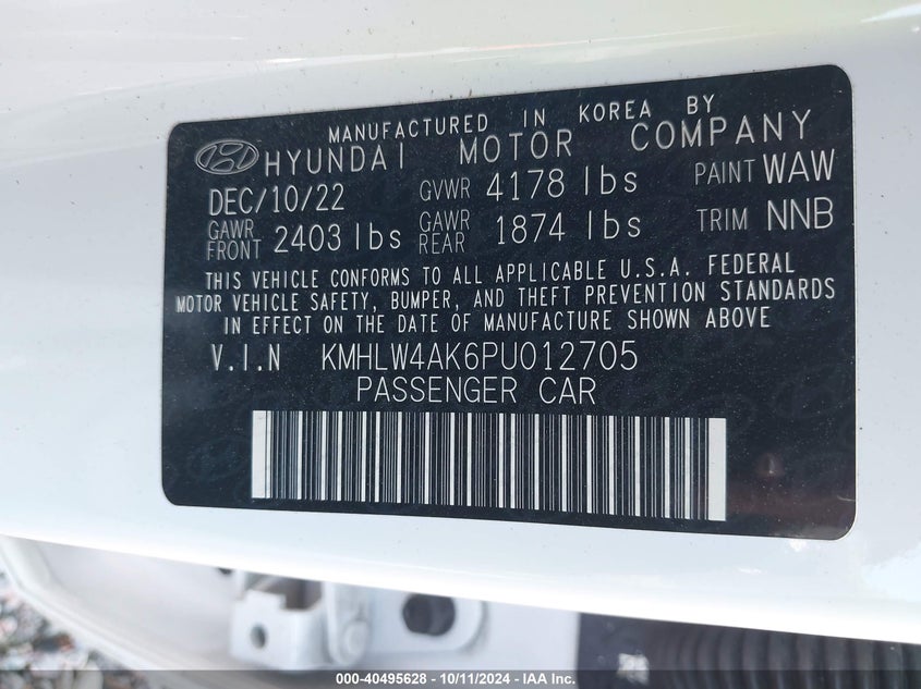 2023 Hyundai Elantra n VIN KMHLW4AK6PU012705 IAAI salvage auction — LEFT REAR, Salvage Title, sold $7,050 on 2026-09-02 (photo 9)