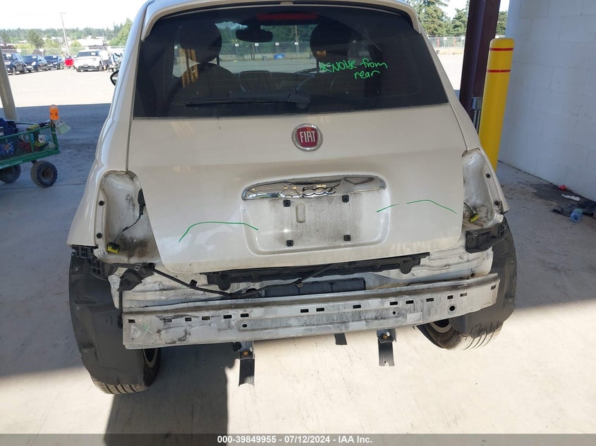 2016 Fiat 500 VIN 3C3CFFGE1GT229286 COPART salvage auction — Front & Rear, Bill of Sale (Washington), sold $1,500 on 2024-08-07 (photo 6)