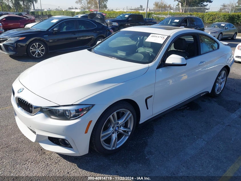2019 BMW 430I VIN WBA4W3C58KAF91944 COPART salvage auction — Rear, Salvage (California), sold $11,300 on 2024-12-17 (photo 2)