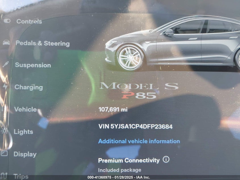 2013 Tesla Model S VIN 5YJSA1CP4DFP23684 COPART salvage auction — Front End, Salvage (California), sold $5,300 on 2025-02-06 (photo 7)