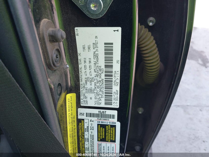 2014 Toyota Tundra VIN 5TFUW5F13EX396498 IAAI salvage auction — FRONT END, Original (Texas), sold $8,400 on 2026-07-15 (photo 9)