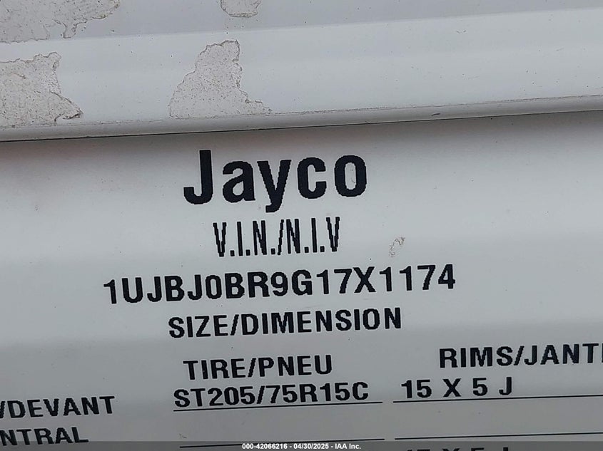 2016 Jayco Jay flight VIN 1UJBJ0BR9G17X1174 IAAI salvage auction — THEFT, Salvage (Missouri), sold $3,500 on 2026-09-02 (photo 9)