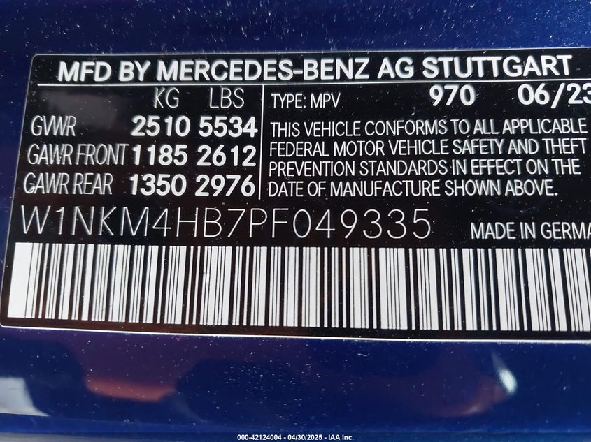 2023 Mercedes-benz Glc 300 VIN W1NKM4HB7PF049335 IAAI salvage auction — FRONT END, Salvage Title, sold $20,300 on 2026-07-22 (photo 9)