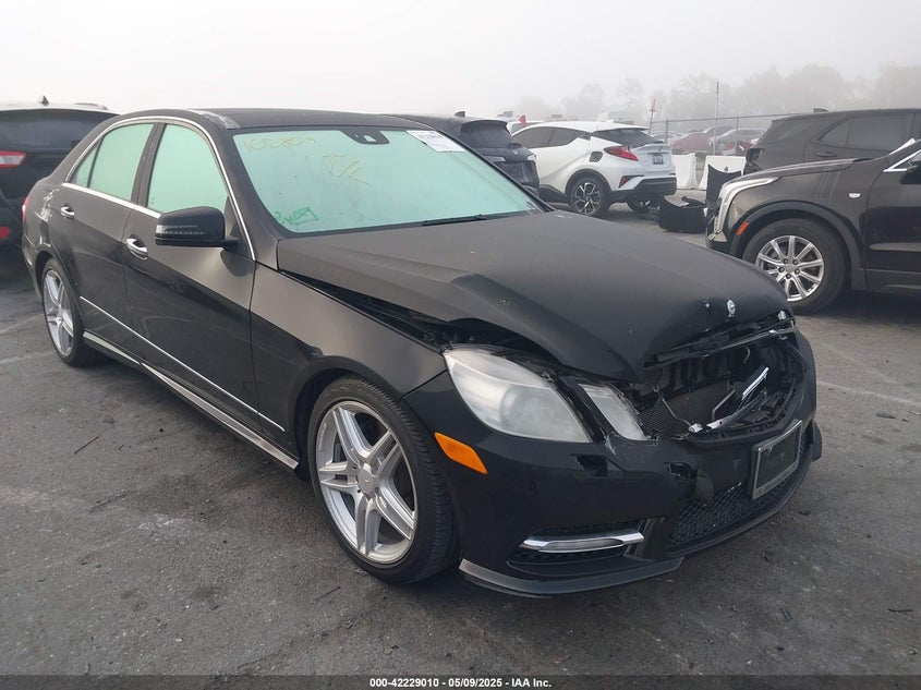 2013 Mercedes-Benz E-Class VIN WDDHF5KB9DA709562 COPART salvage auction — Front End, Salvage (California), sold $2,100 on 2025-06-05 (photo 1)