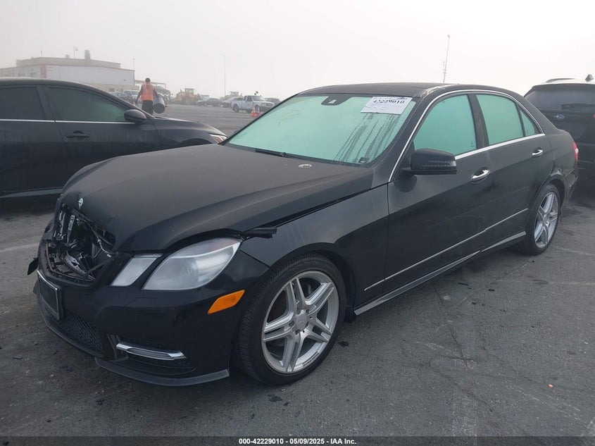 2013 Mercedes-Benz E-Class VIN WDDHF5KB9DA709562 COPART salvage auction — Front End, Salvage (California), sold $2,100 on 2025-06-05 (photo 2)