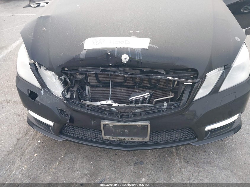 2013 Mercedes-Benz E-Class VIN WDDHF5KB9DA709562 COPART salvage auction — Front End, Salvage (California), sold $2,100 on 2025-06-05 (photo 6)