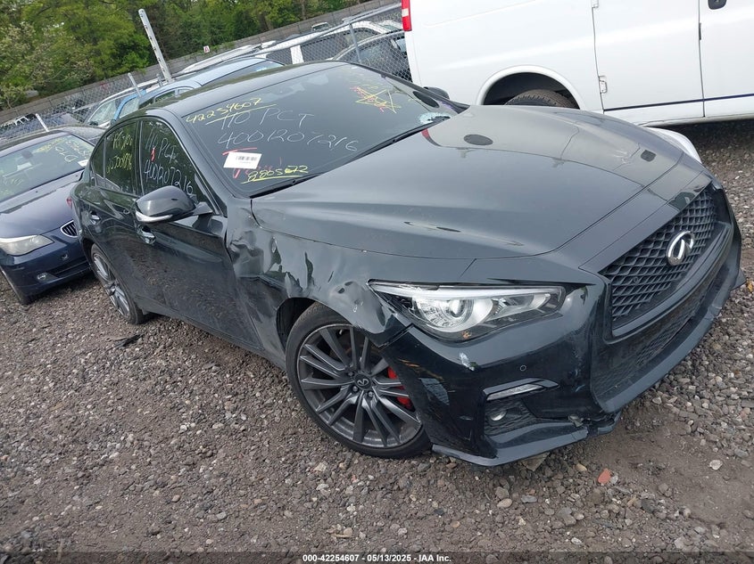2021 Infiniti Q50 VIN JN1FV7DR6MM880572 IAAI salvage auction — LEFT & RIGHT, Salvage Title, sold $1,050 on 2026-07-21 (photo 1)