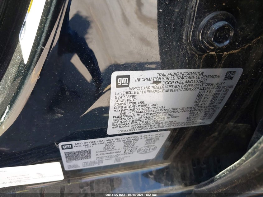 2022 Chevrolet Silverado VIN 3GCPYFEL4NG101803 IAAI salvage auction — Front End, Salvage (Iowa), sold $7,200 on 2025-06-10 (photo 9)