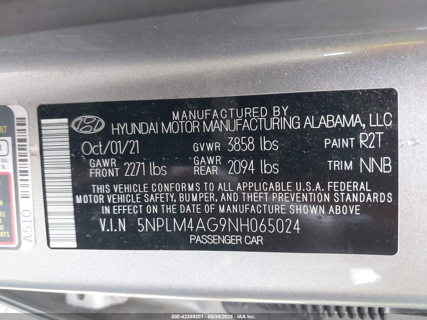 2022 Hyundai Elantra VIN 5NPLM4AG9NH065024 IAAI salvage auction — RIGHT FRONT, Clear (Indiana), sold $3,950 on 2026-07-22 (photo 9)