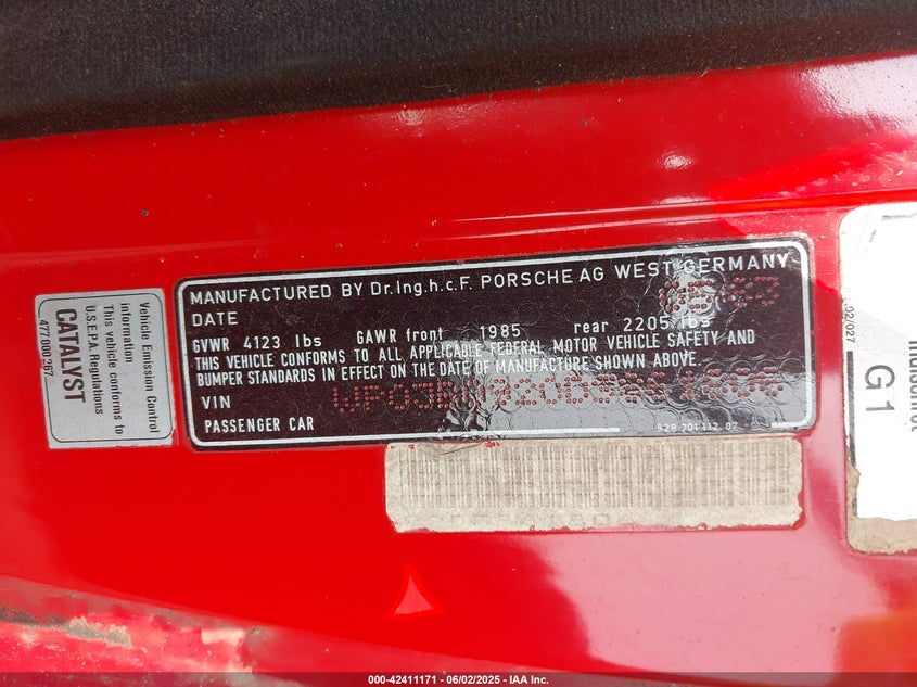 1983 Porsche 928 VIN WP0JB0920DS861806 IAAI salvage auction — FRONT END, Bill Of Sale (New York), sold $2,350 on 2026-08-11 (photo 9)