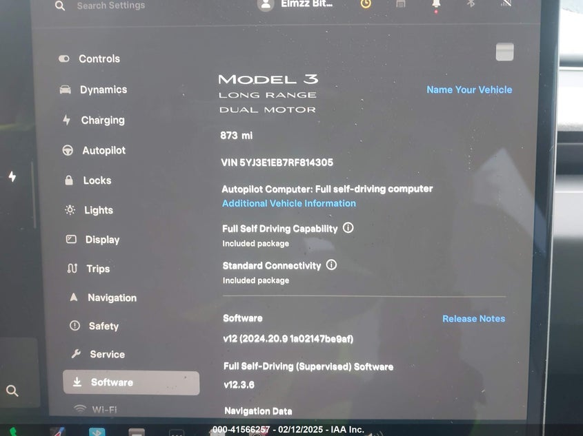 2024 Tesla Model 3 VIN 5YJ3E1EB7RF814305 IAAI salvage auction — LEFT SIDE, Salvage Title, sold $13,800 on 2026-07-29 (photo 7)