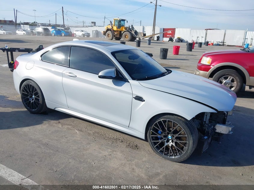 2021 BMW M2 VIN WBS2U7C00M7G44575 COPART salvage auction — Front End, Salvage (California), sold $23,550 on 2025-04-16 (photo 1)